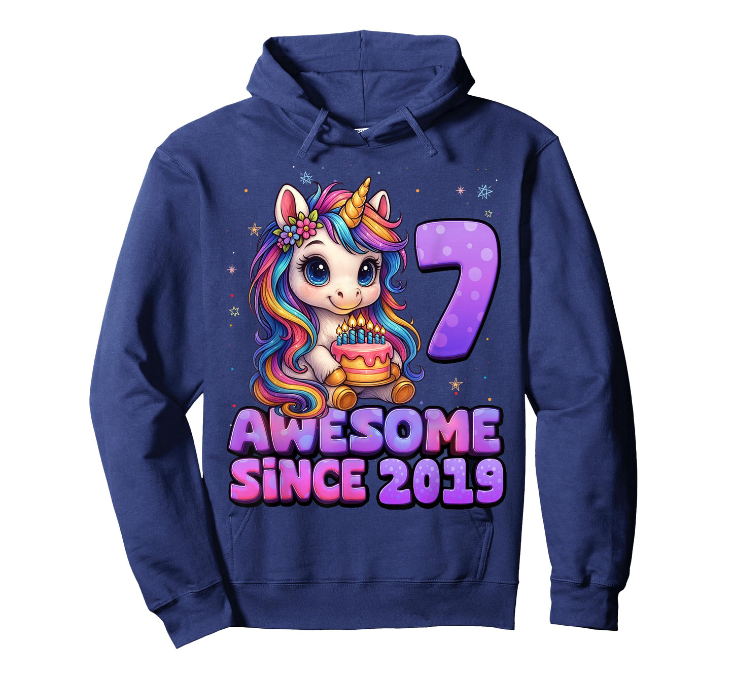 7 Year Old Girl Awesome Since 2019 Unicorn 7th Birthday Girl T-Shirt