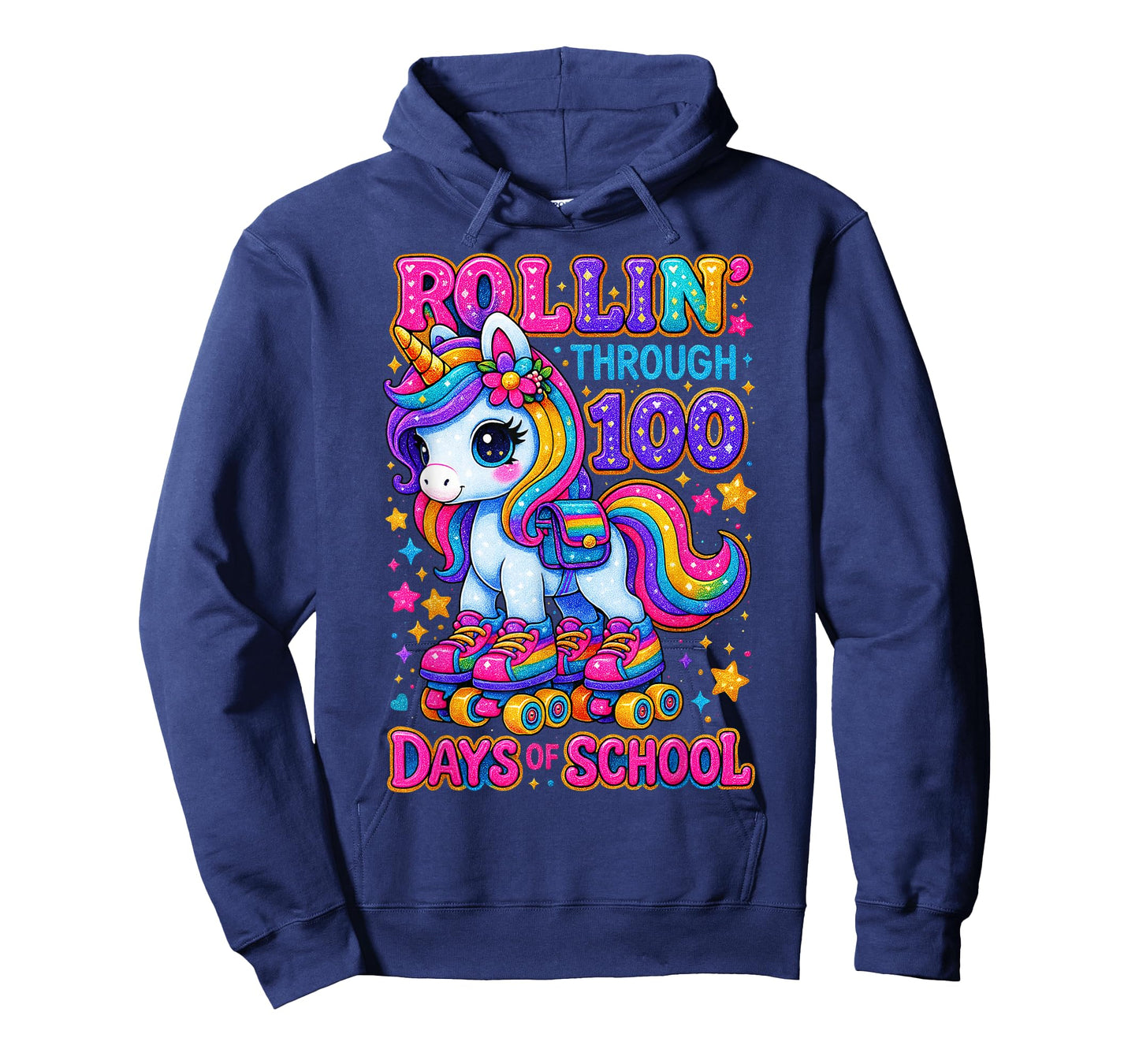Rollin Through 100 Days of School Unicorn Girl Preppy T-Shirt