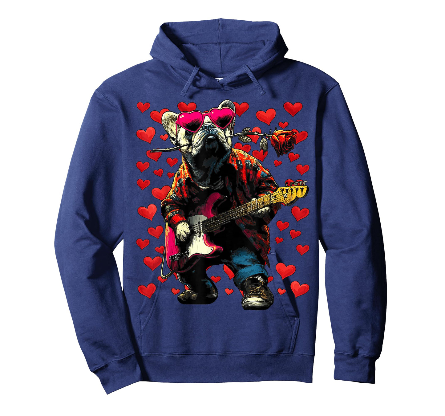 French Bulldog Playing Guitar Guitarist Dog Valentine’s Day T-Shirt