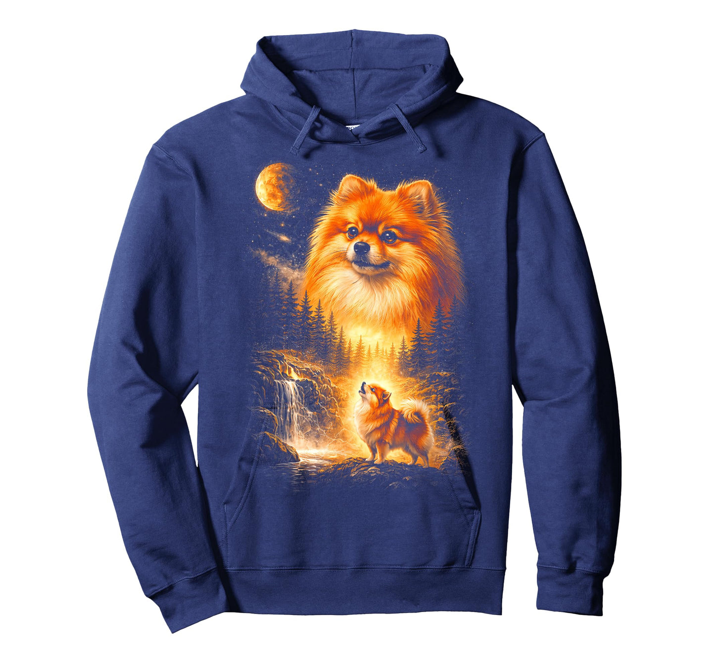 Pomeranian Howling to The Moon Vintage Mystical Dog Art T-Shirt