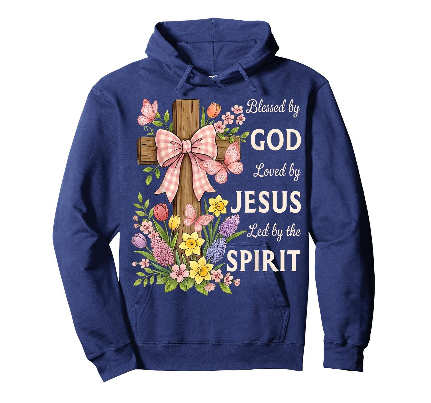 Blessed by God Loved by Jesus Beautiful Spring Floral Cross T-Shirt