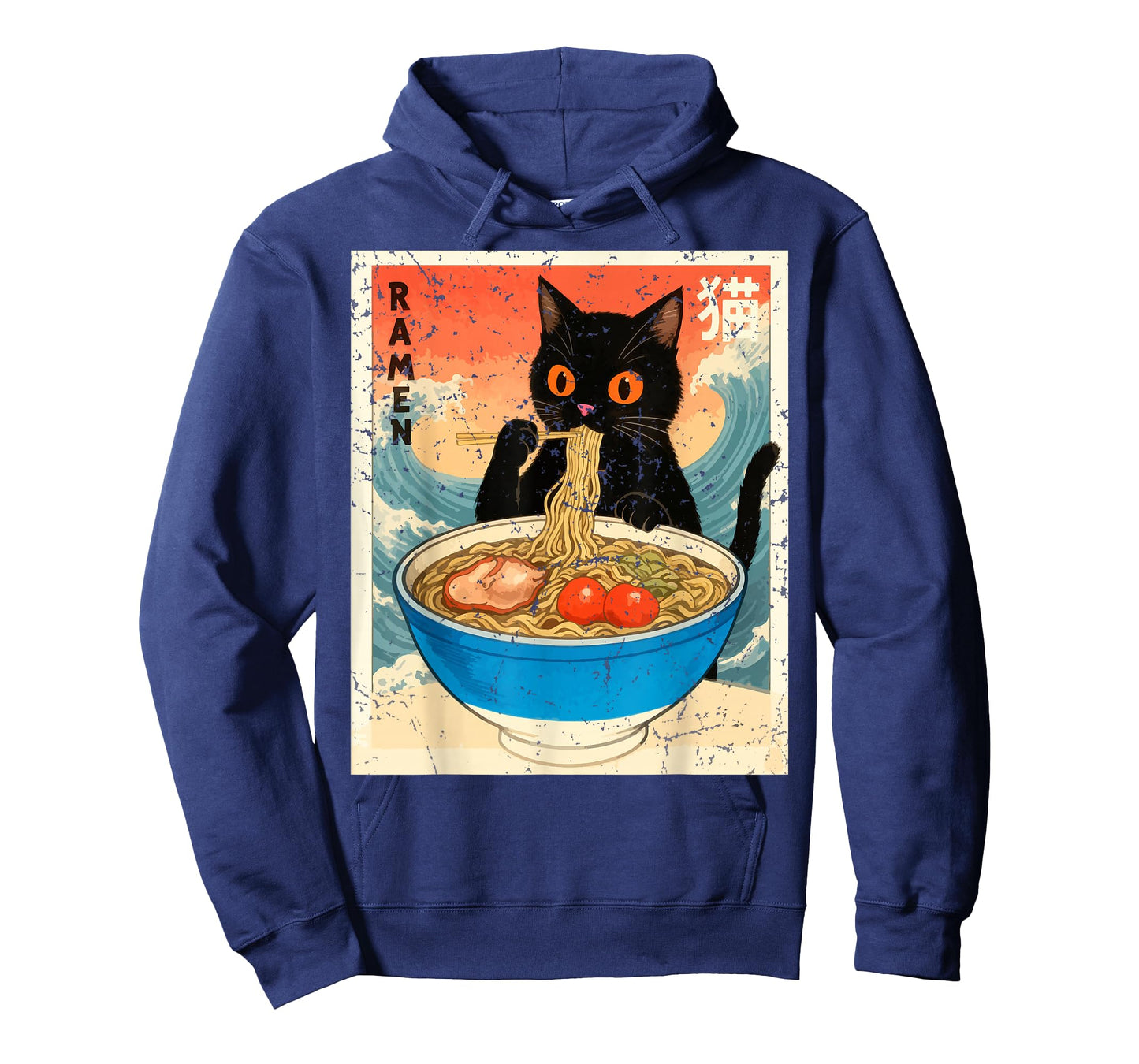 Anime Cat Eating Ramen Japanese Funny Graphic Kawaii Cat T-Shirt
