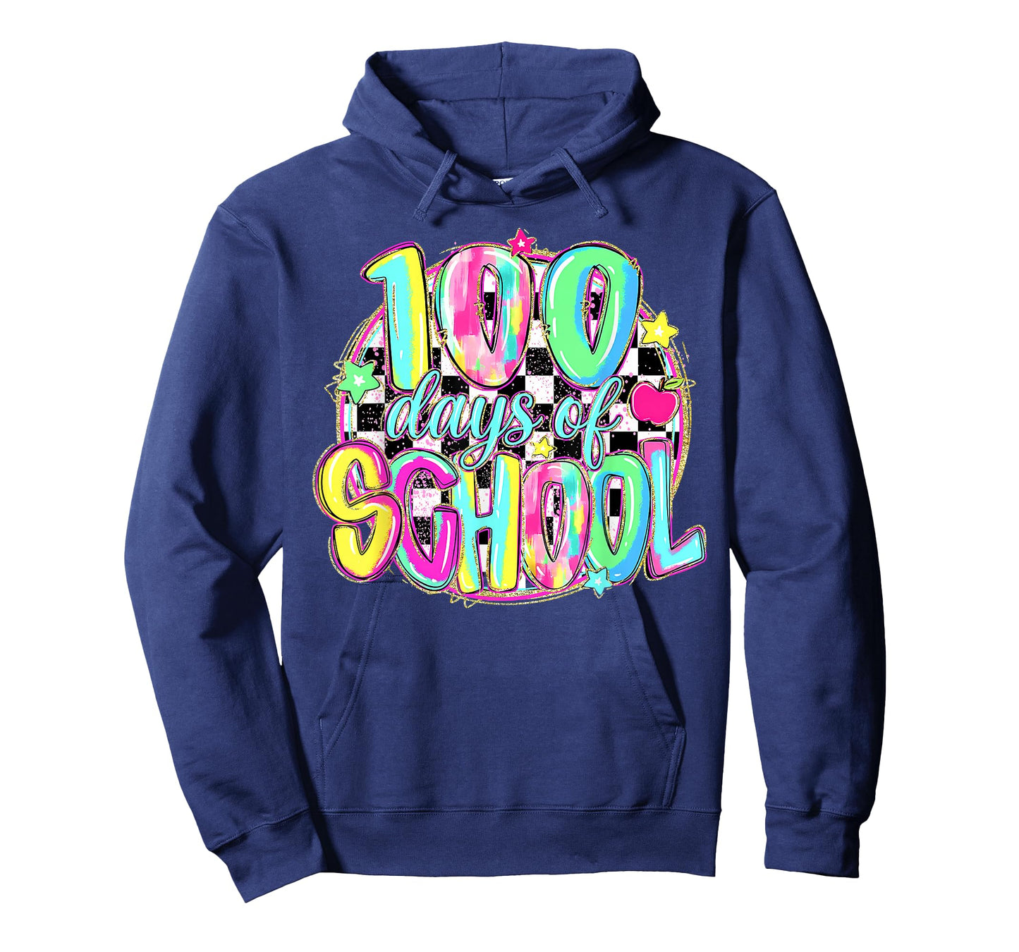 100 Days of School Funny Retro Checkered Circle Meme Student T-Shirt