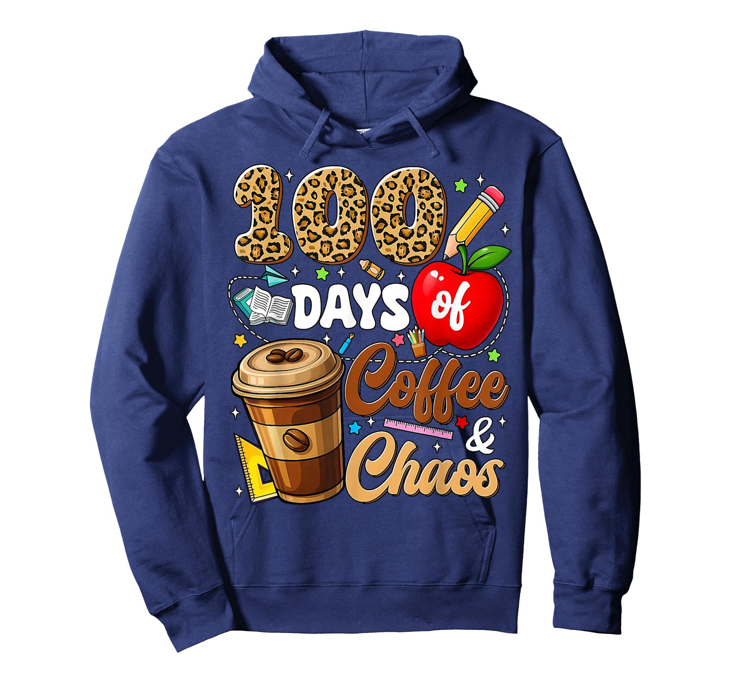 100 Days of Coffee and Chaos 100th Day of School Teacher T-Shirt