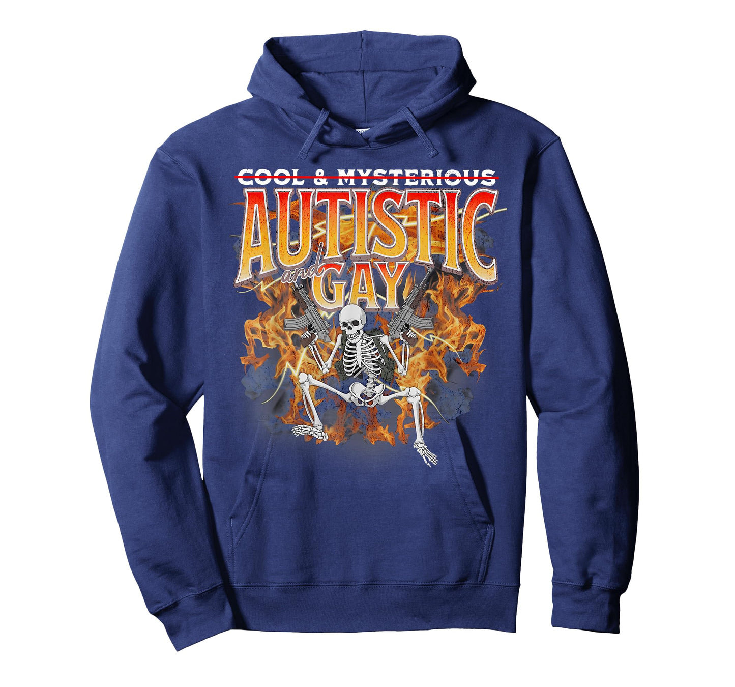 Autistic & Gay Funny Meme Skeleton Fire Autism Awareness T-Shirt
