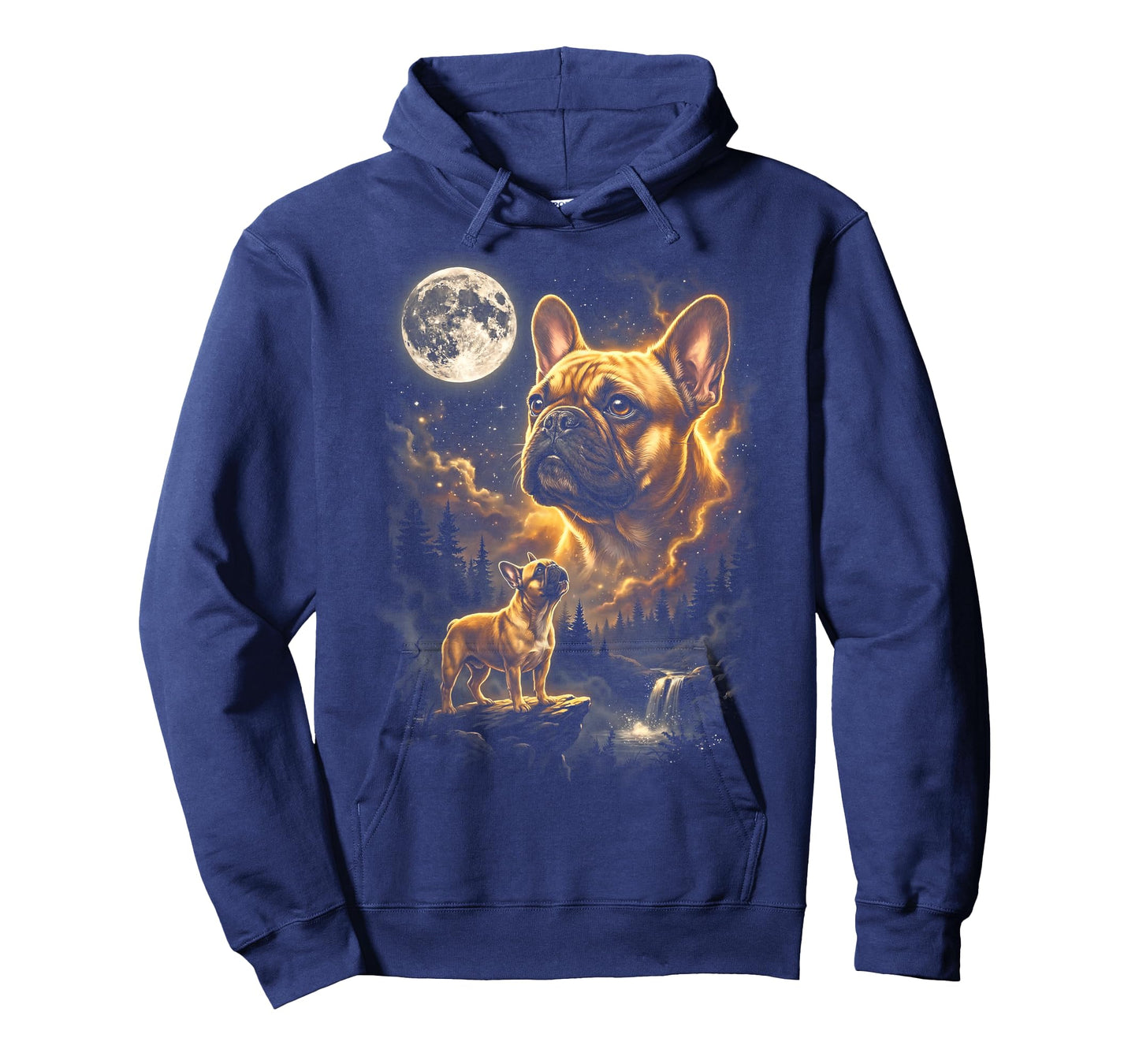 French Bulldog Howling to Moon Retro Vintage 90s Funny Dog T-Shirt