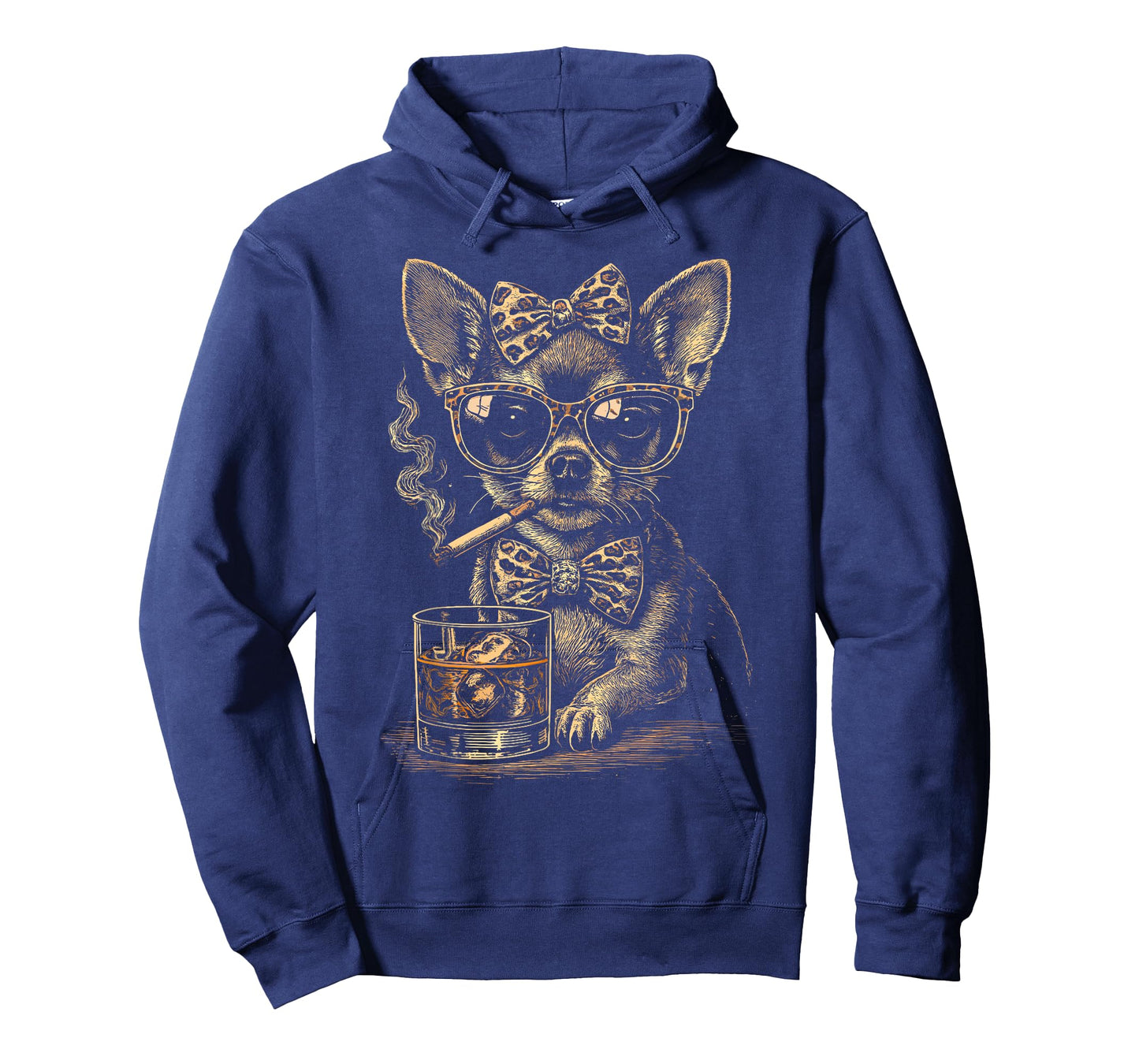 Chihuahua Smoking Cigarette Whisky Lover Funny Chihuahua Dog T-Shirt