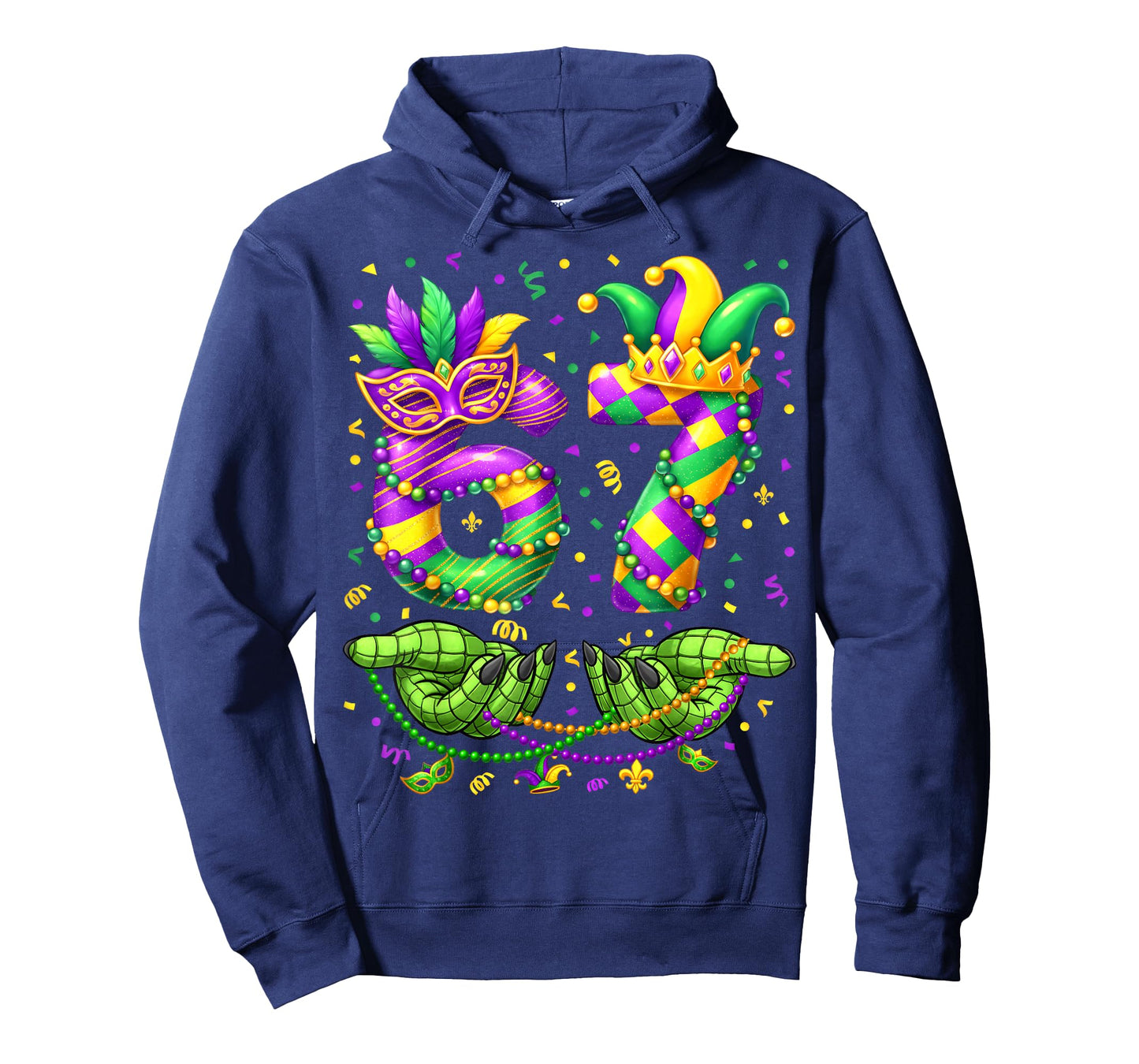 67 Mardi Gras Alligator 6 7 Beads Mask Party Six Seven Meme T-Shirt