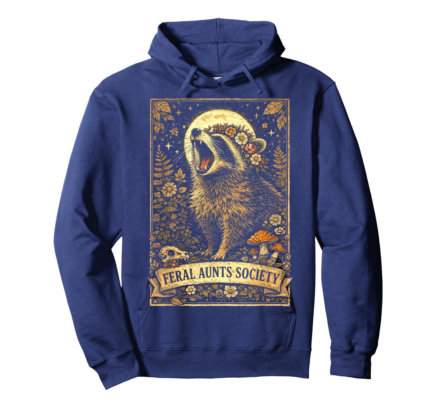 Feral Aunts Society Funny Raccoon Floral Vintage Graphic T-Shirt