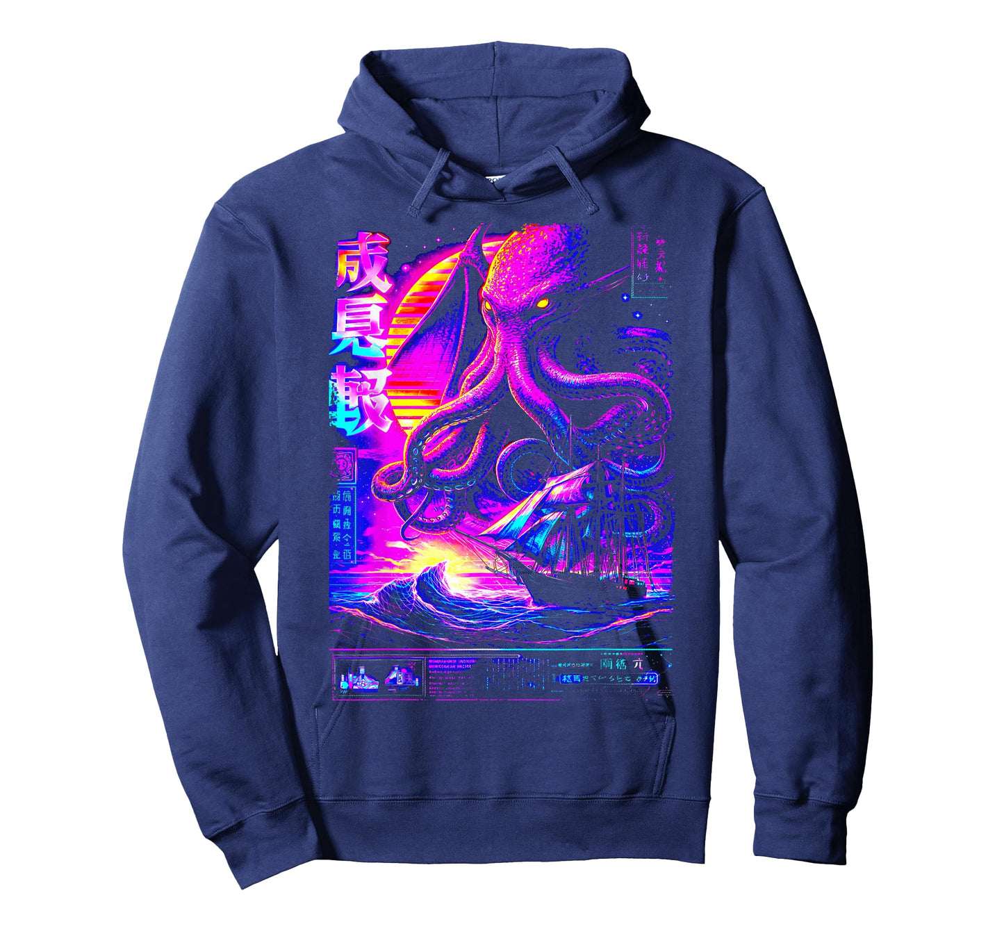 Cthulhu Kraken Synthwave Japanese Sea Monster T-Shirt