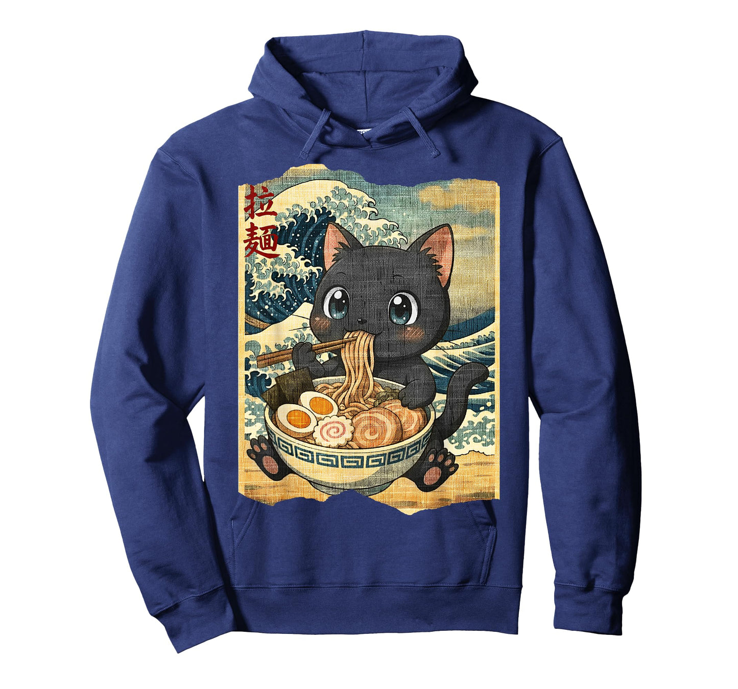 Funny Kawaii Black Cat Ramen Noodle Bowl Japanese Wave T-Shirt