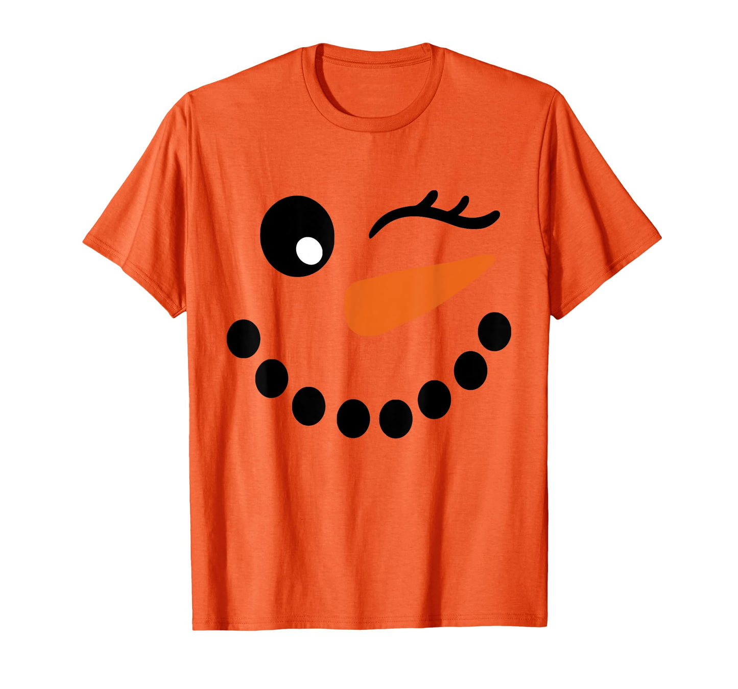 Winter Snowman Face Wink Eye Christmas Xmas For Girl Womens T-Shirt
