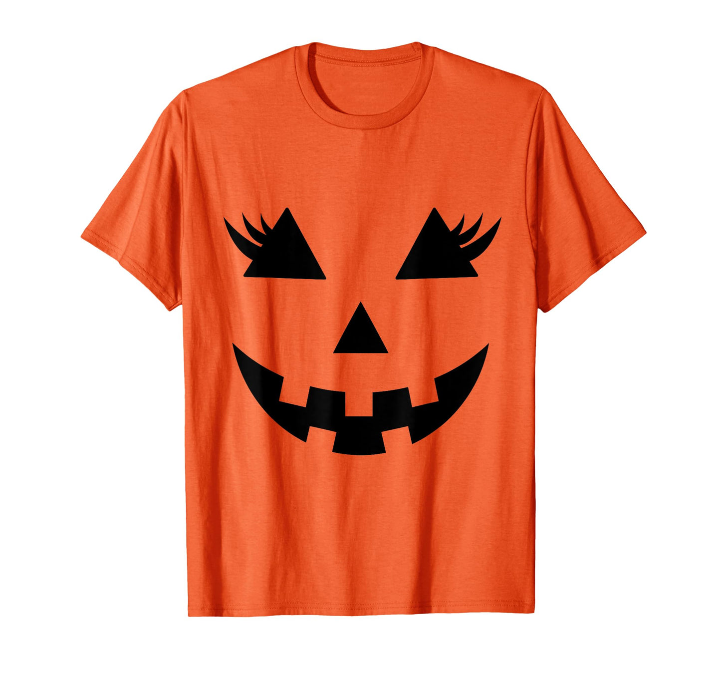 Jack O Lantern Face Pumpkin Eyelashes Hallowen Funny Costume T-Shirt