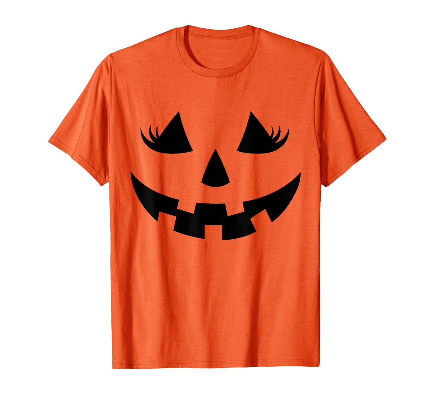 Jack O Lantern Face Pumpkin Eyelashes Hallowen Costume Funny T-Shirt