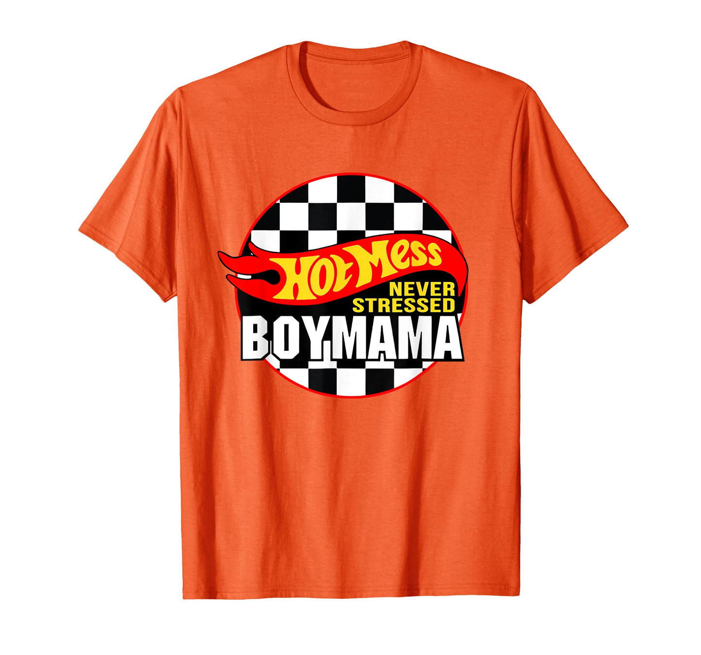 Hot Mess Little Stressed Boy Mama Racing Cars Mother's Day T-Shirt