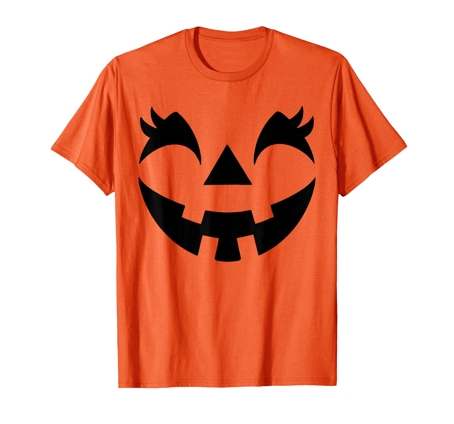 Jack O Lantern Face Pumpkin Eyelashes Hallowen Costume Funny T-Shirt