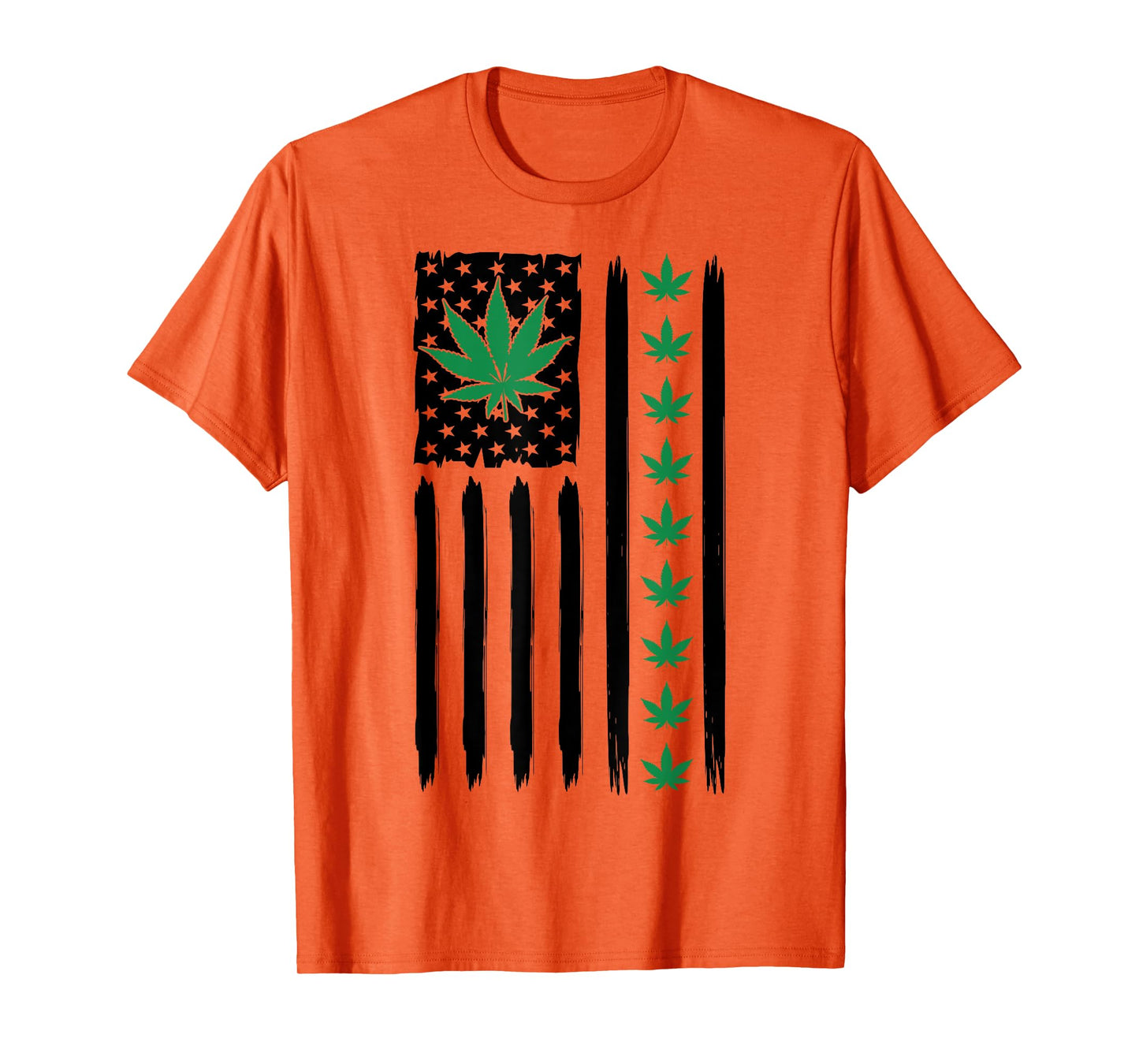 USA Flag Marijuana Leaf Funny US Pot Weed Hippie Marijuana T-Shirt