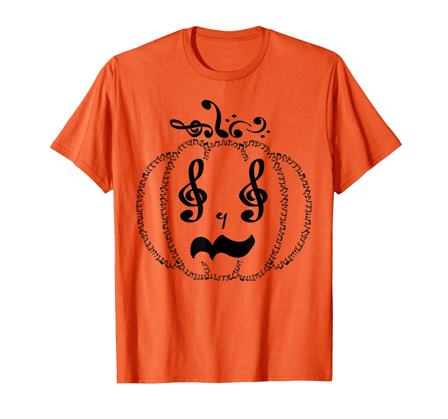 Pumpkin with Music Notes Music Teachers Halloween Men Women T-Shirt