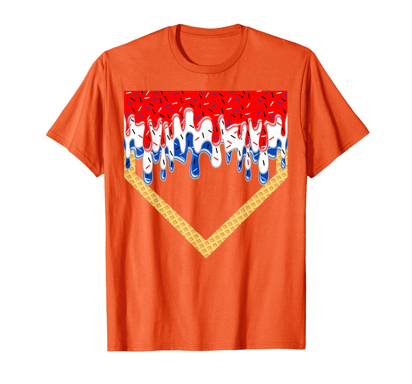Baseball Drip American Flag Home Plate 4th Of July Patriotic T-Shirt