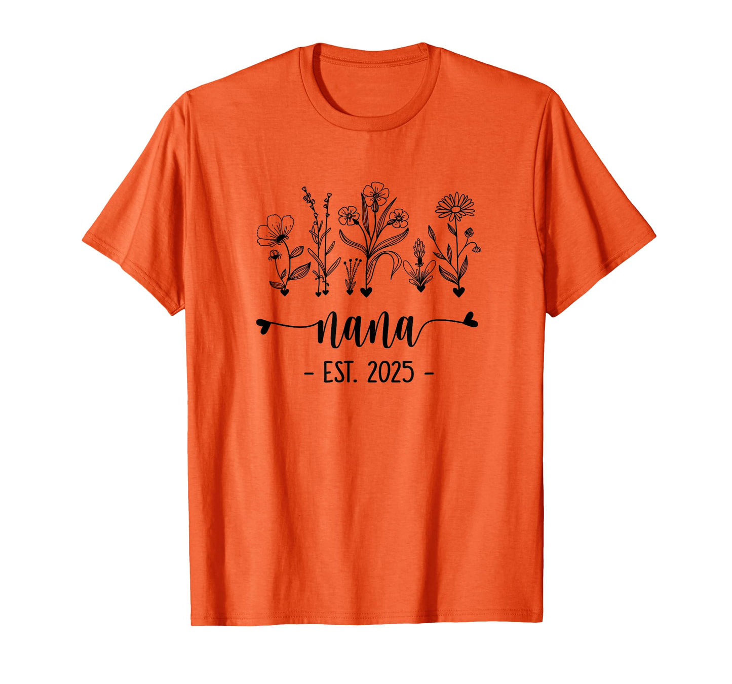 Promoted To Nana Est 2025 Pregnancy Announcement Flower T-Shirt