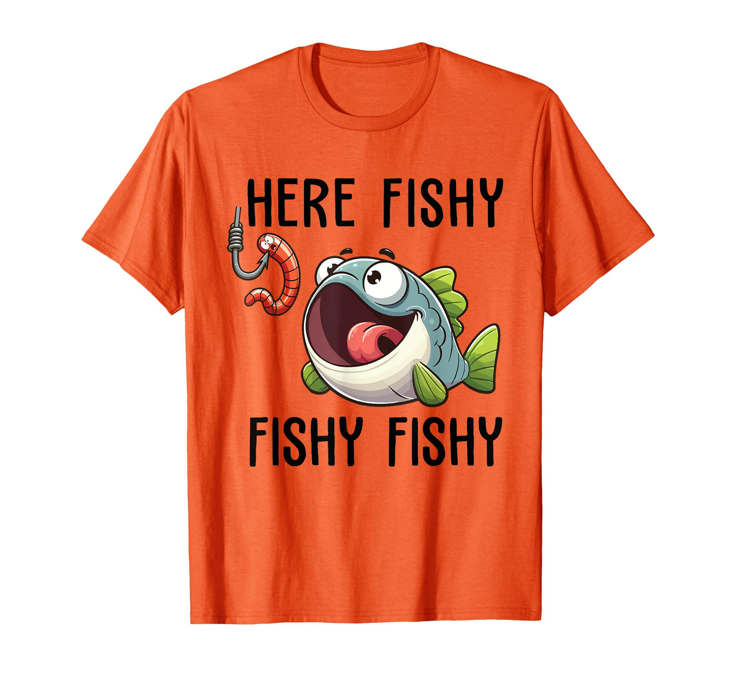 Here Fishy Fisherman Funny Fishing Lover Cute Fish Worm T-Shirt