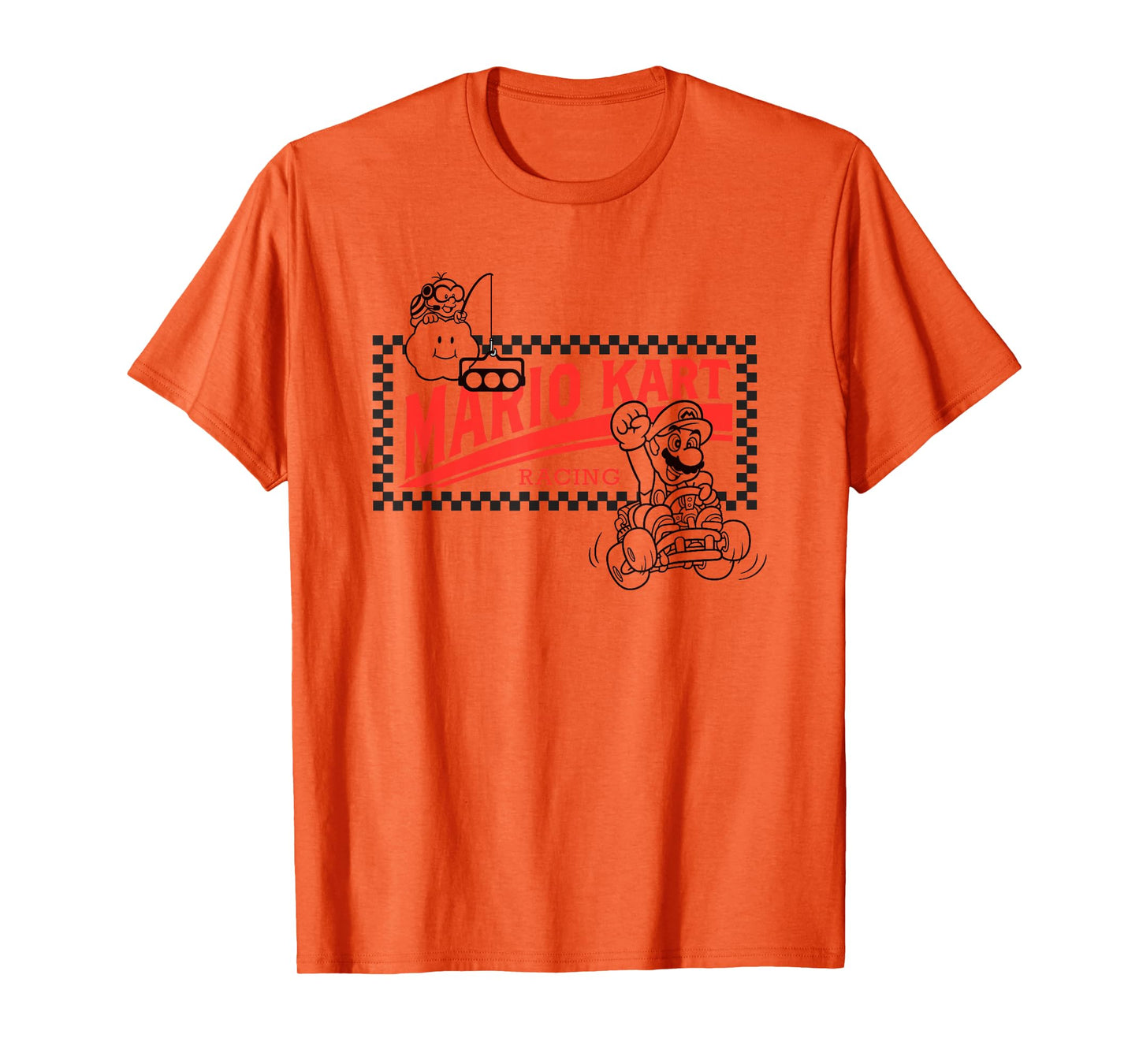 Mario Kart Racing Vintage Checkerboard Frame Logo T-Shirt