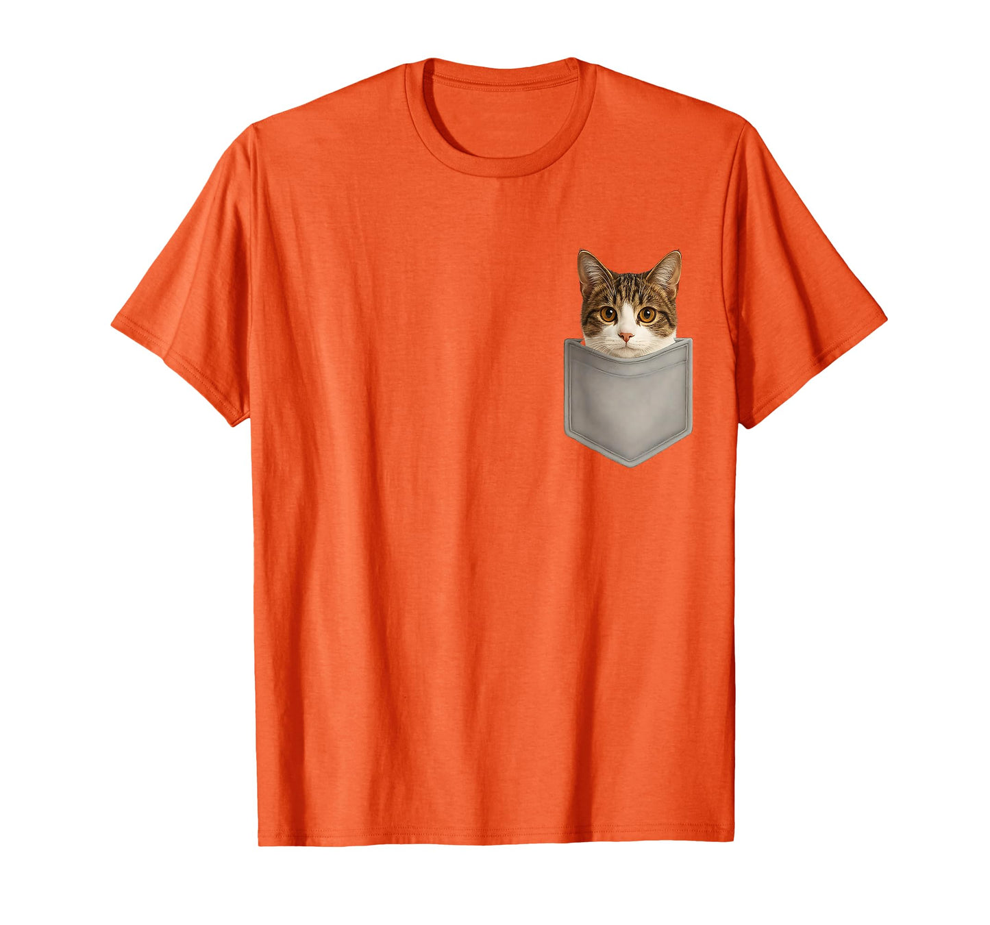 Domestic Shorthair Tabby Cat Peeking in Pocket Cat Lover T-Shirt