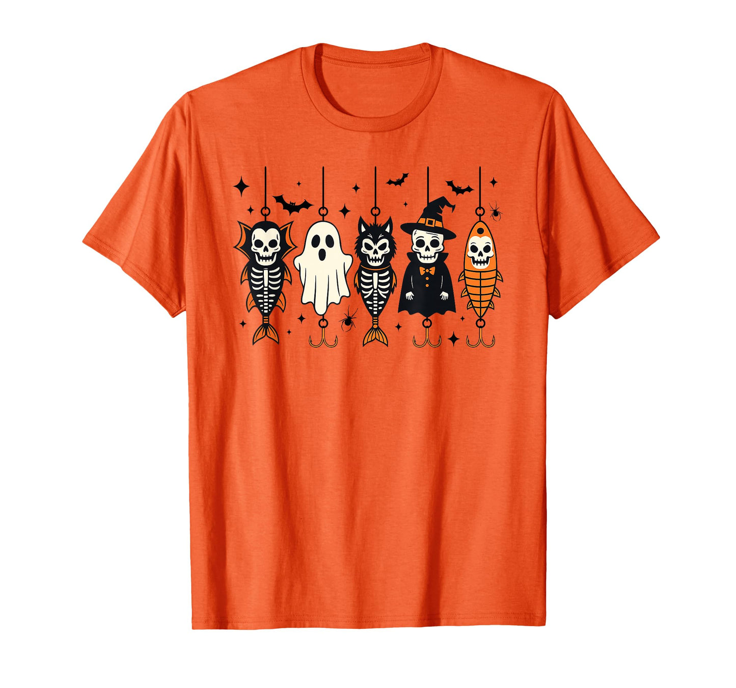 Spooky Fisherman Halloween Skeleton Monster Fishing Lures T-Shirt