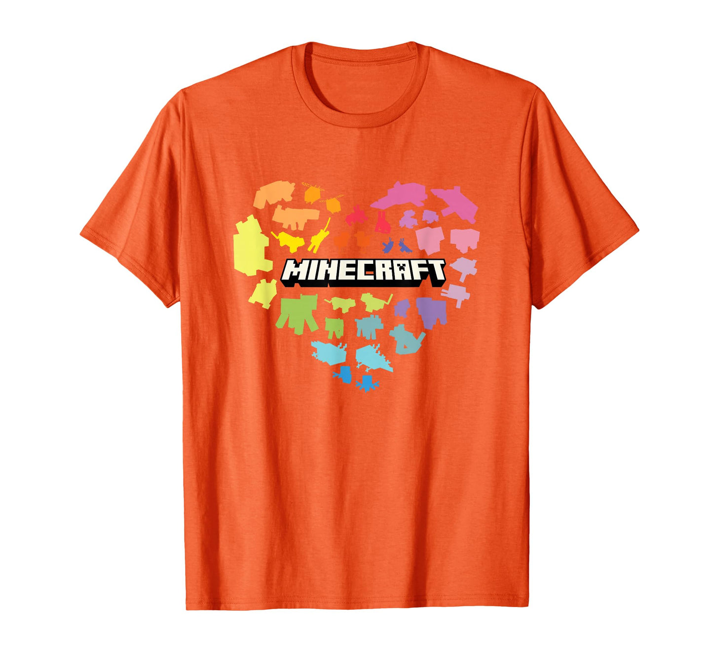 Minecraft Valentine's Day Heart Shaped Rainbow Icons T-Shirt