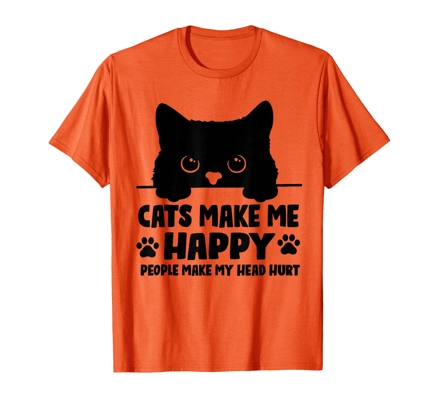 Cats Make Me Happy Humans Make My Head Hurt Black Cat Lover T-Shirt