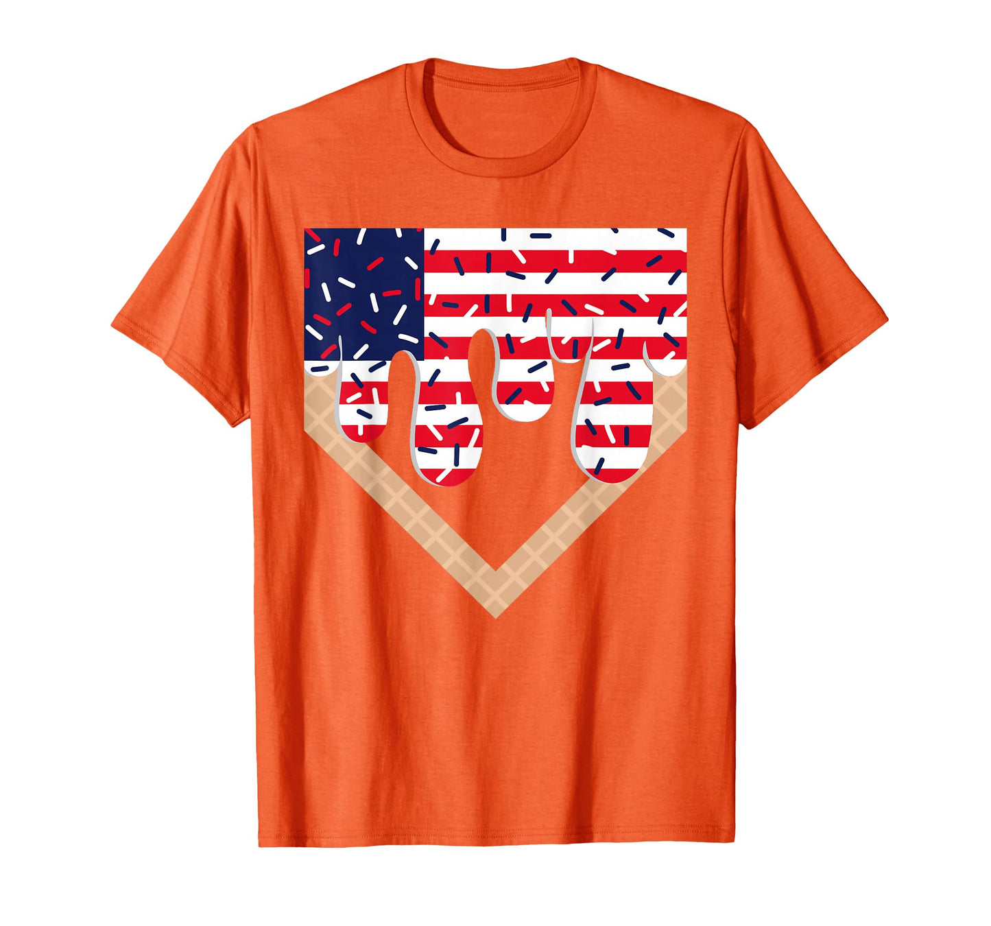 Baseball Drip Boy Ice Cream Patriotic American Flag 4th July T-Shirt