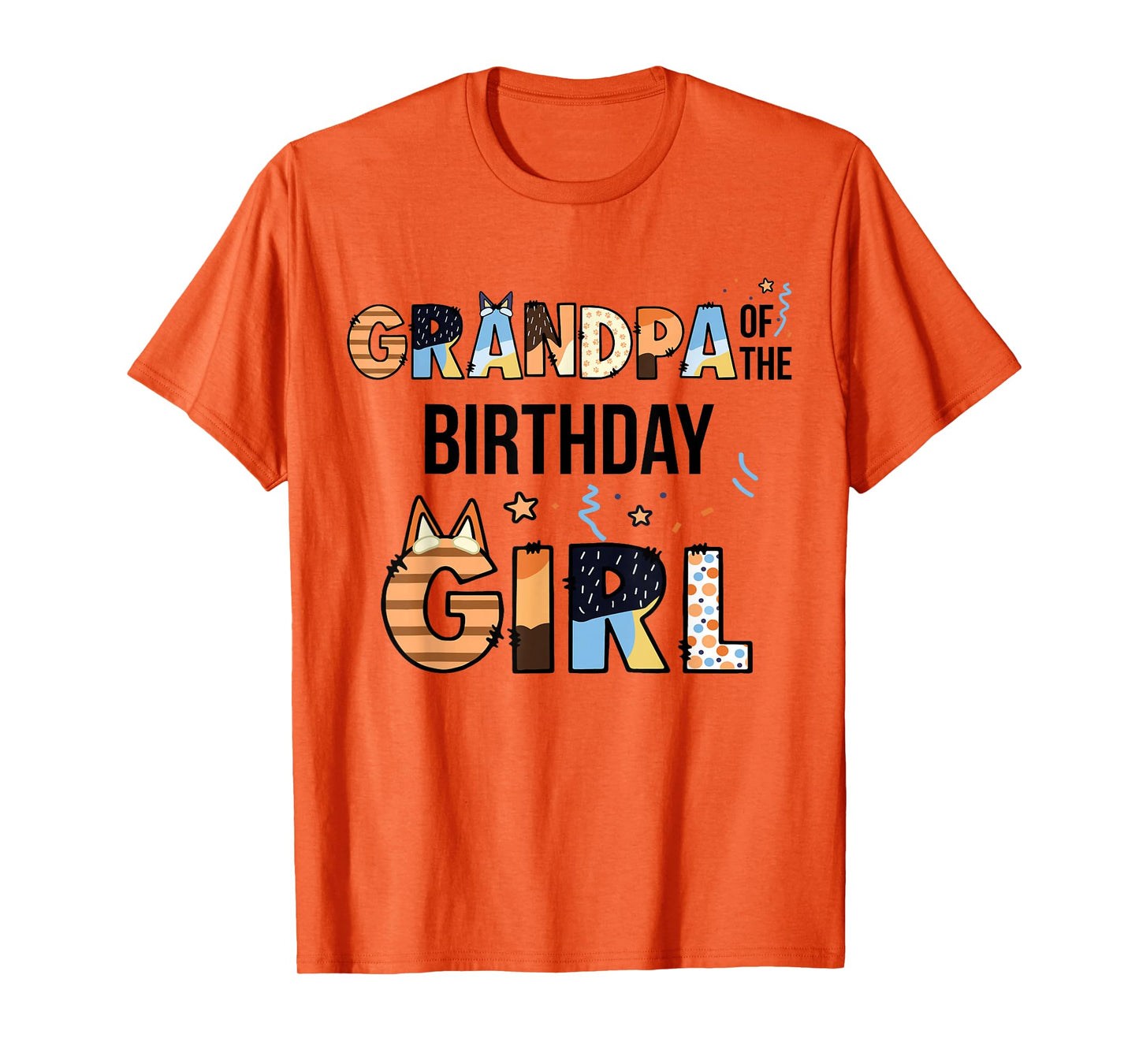 Grandpa Of The Birthday Girl Party Blue Dog Lover Matching T-Shirt