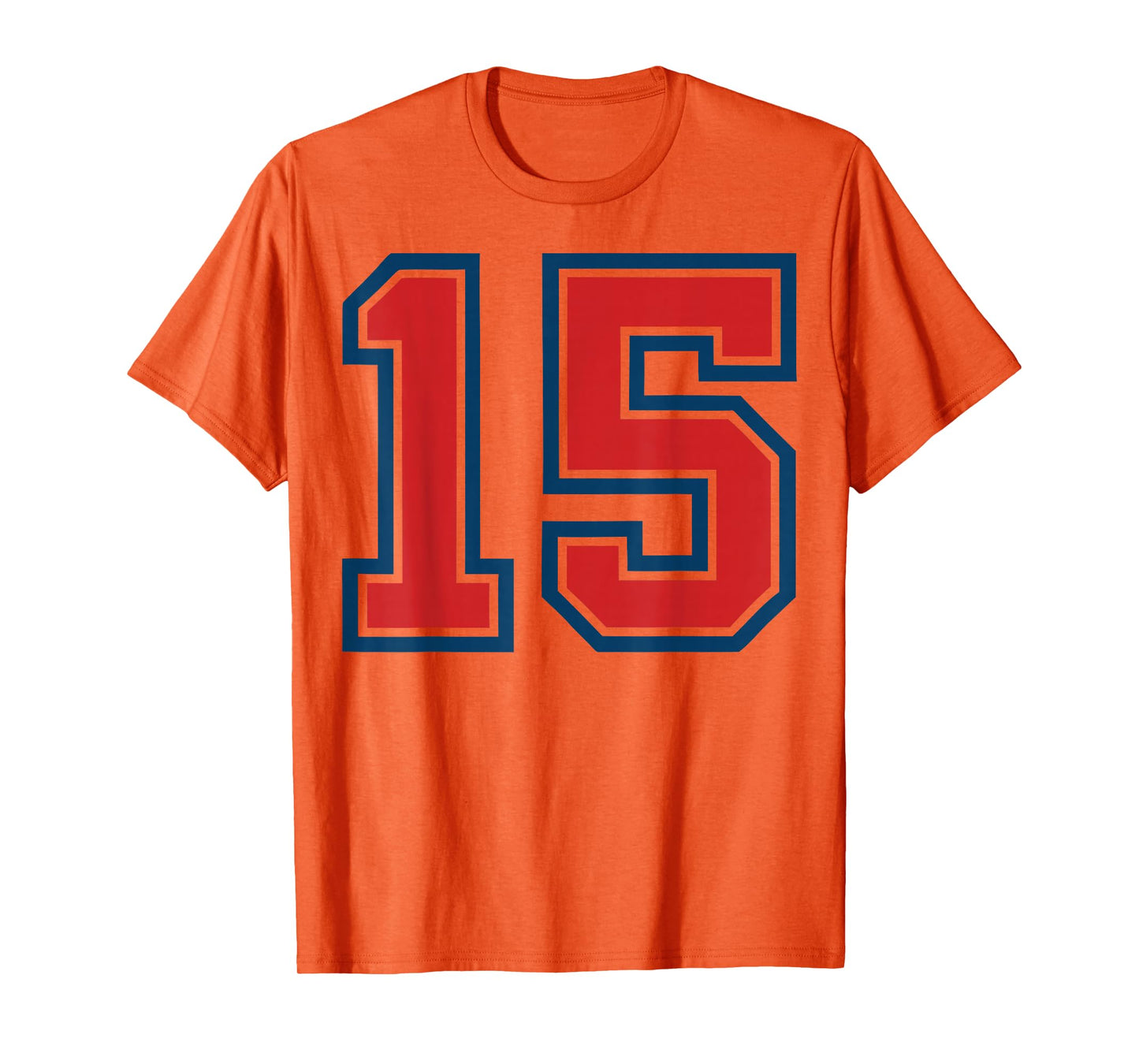 Red and Blue Sports Number 15 Jersey Uniform Player Fan T-Shirt