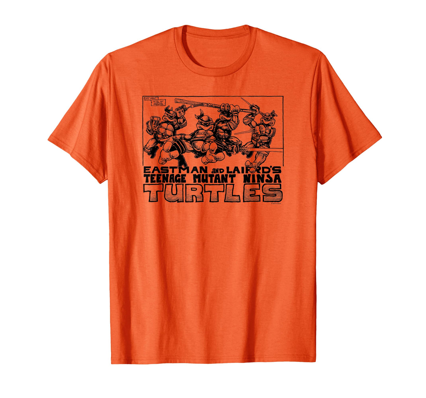 Teenage Mutant Ninja Turtles Group Action Outline Comic T-Shirt