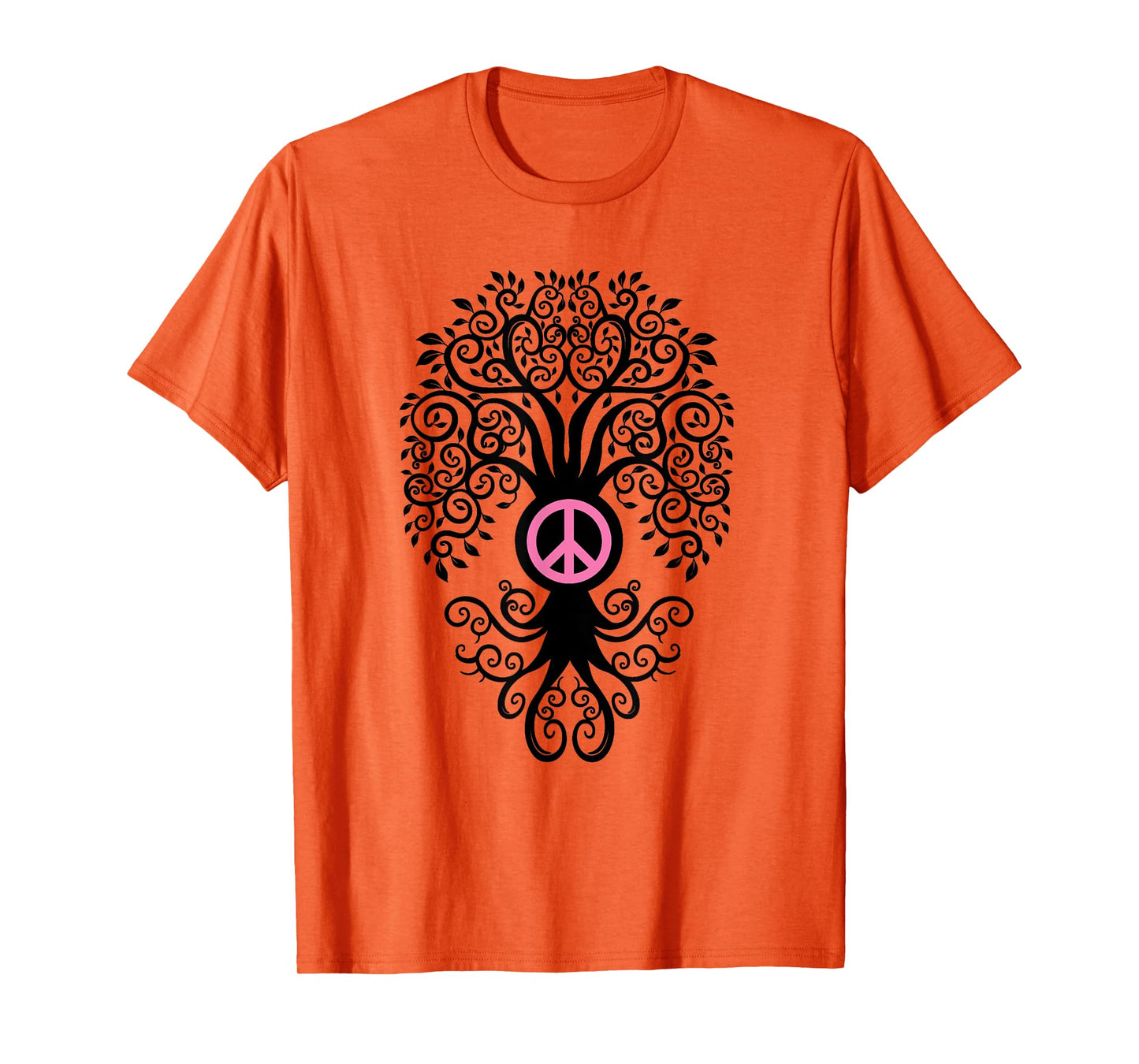 Bodhi Tree with Pink Peace Sign Yoga Tshirt T-Shirt