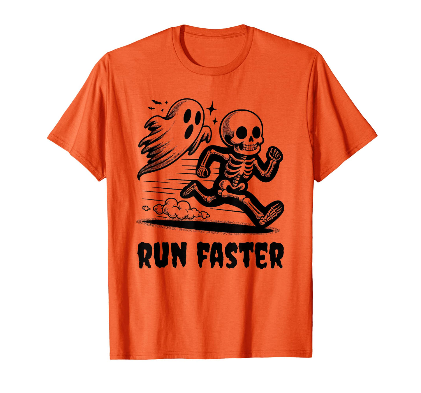 Skeleton and Ghost Running Funny Runner and Halloween T-Shirt