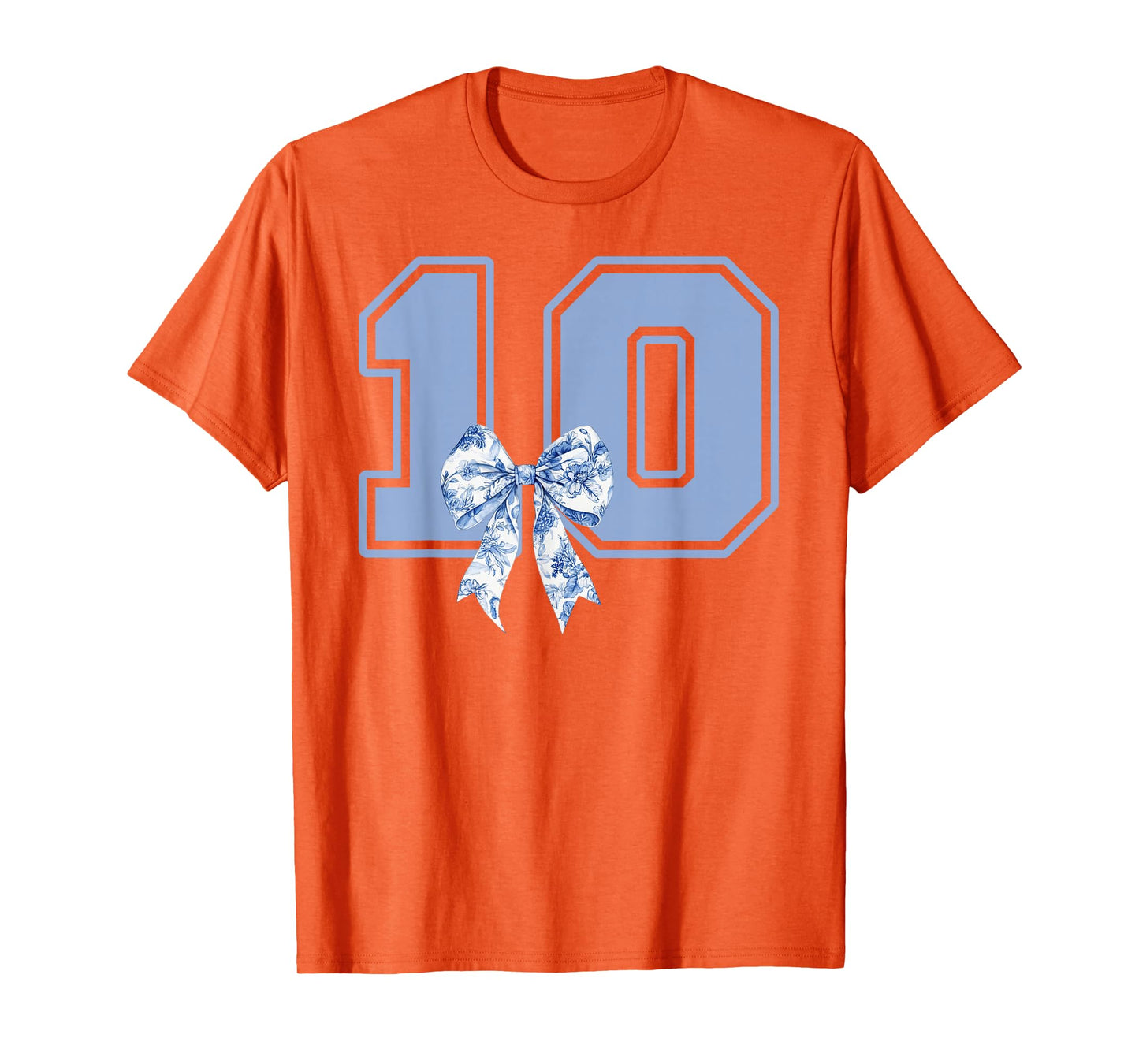 Birthday Girl Coquette Toile Blue Bow 10 Year Old Girl T-Shirt