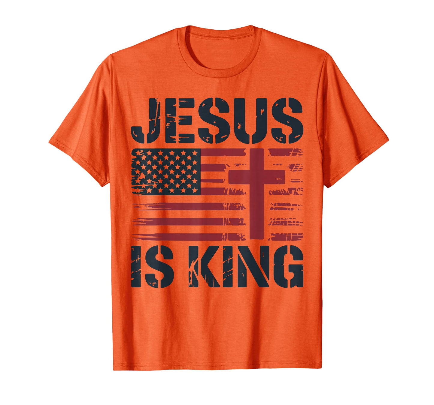 White Jesus is King American Flag Christian Patriotic Cross T-Shirt