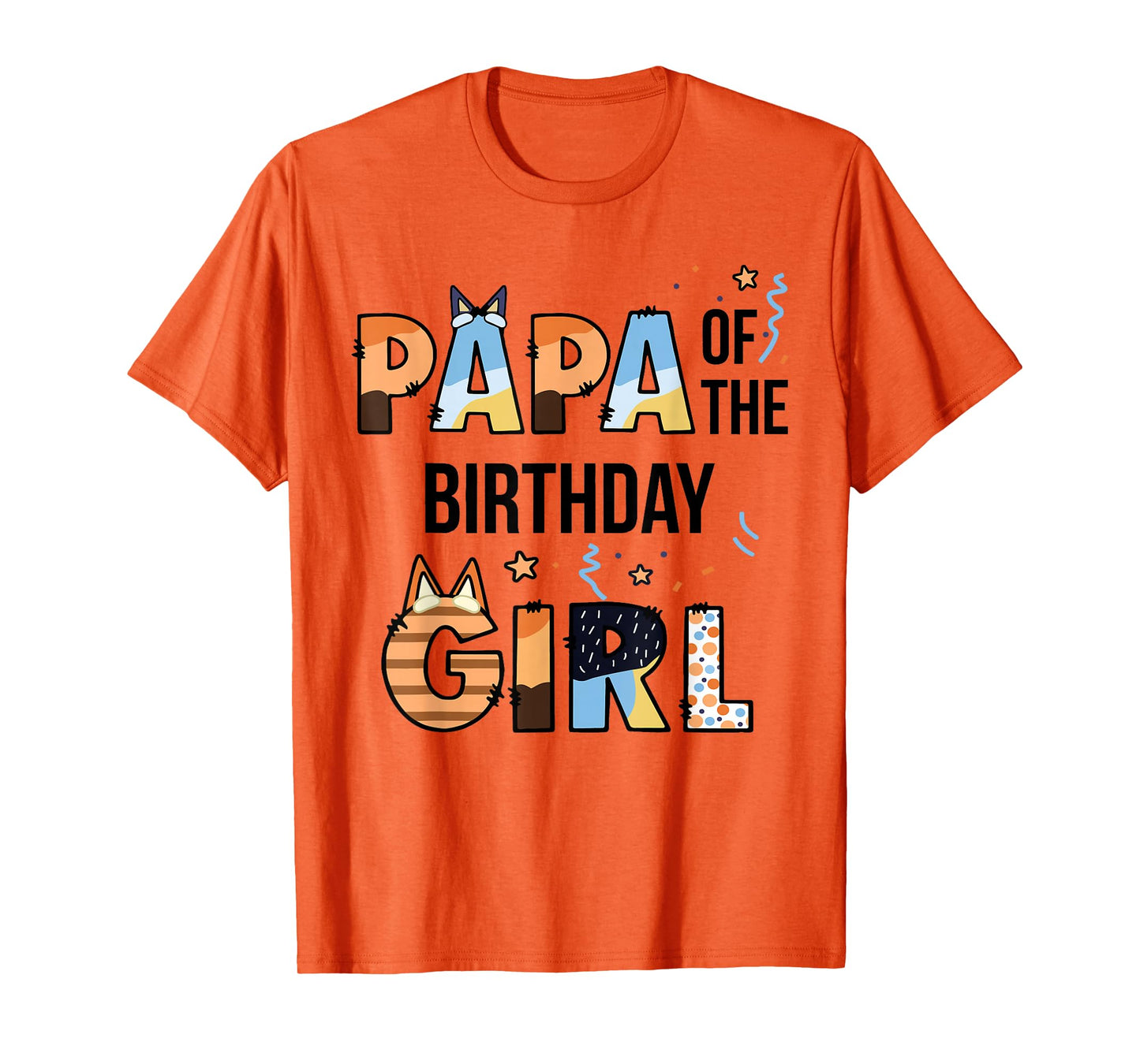 Papa Of The Birthday Girl Party Blue Dog Lover Matching T-Shirt