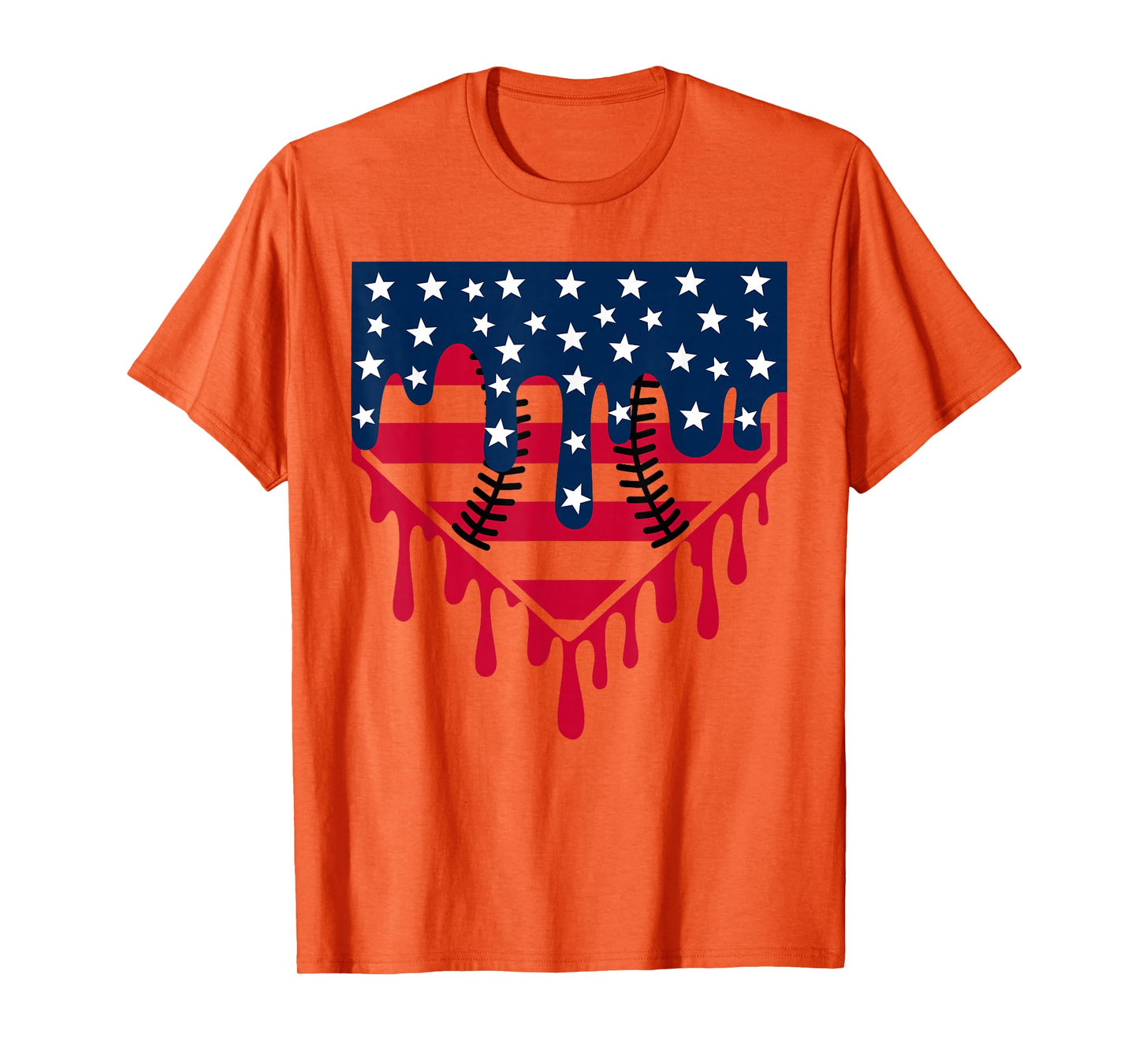 Baseball Drip Boy Ice Cream Patriotic American Flag 4th July T-Shirt