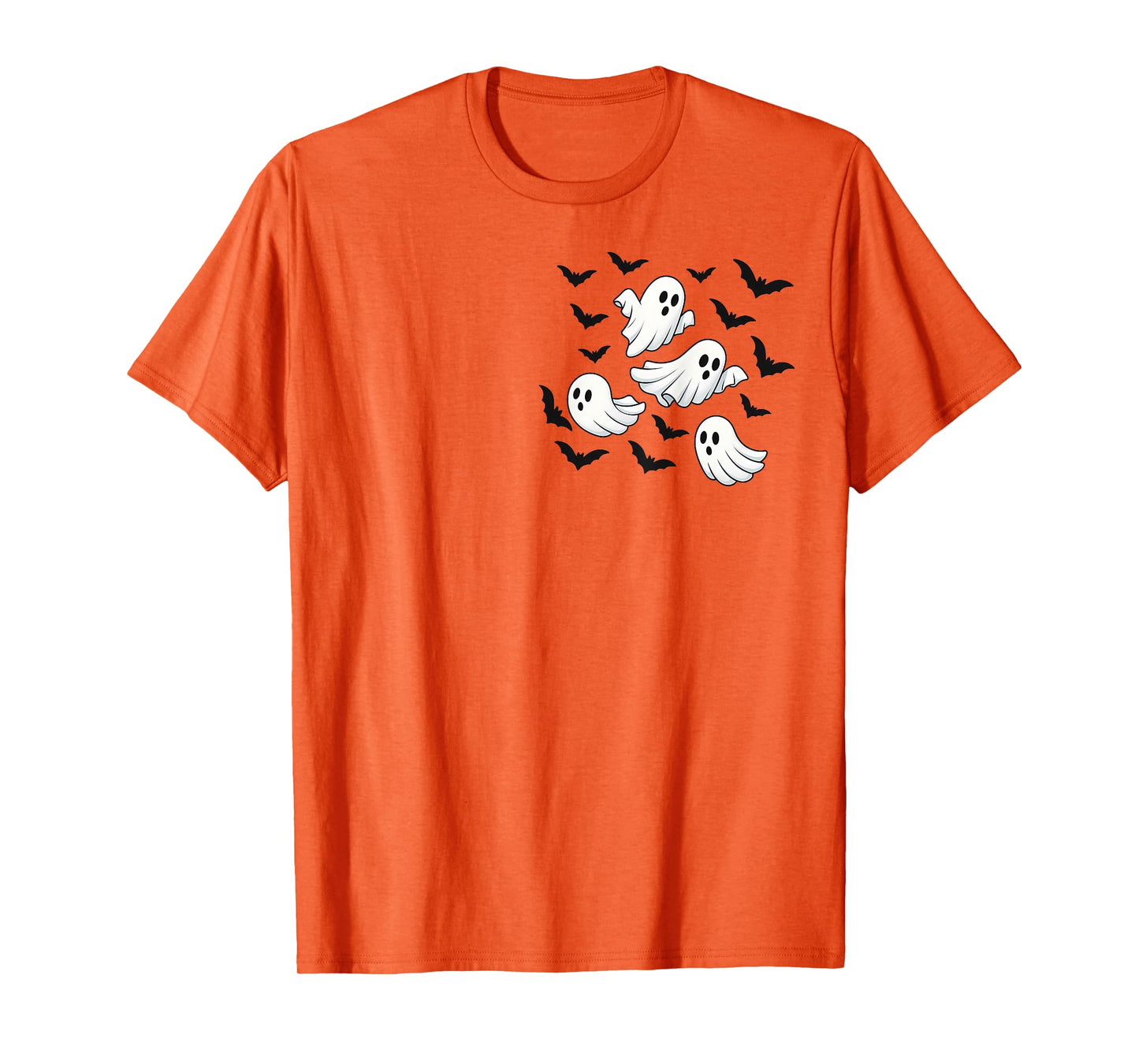 Cute Flying Ghosts and Bats Halloween Pocket Spooky Season T-Shirt