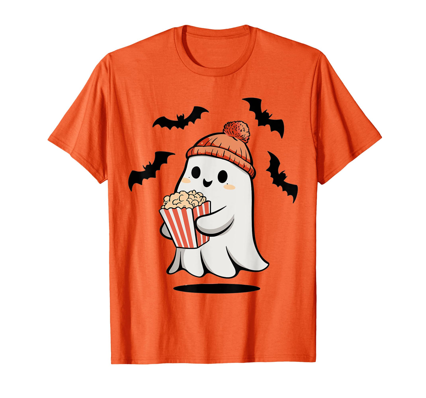 Funny Ghost Eating Pop Corn Lovers Spooky Halloween T-Shirt
