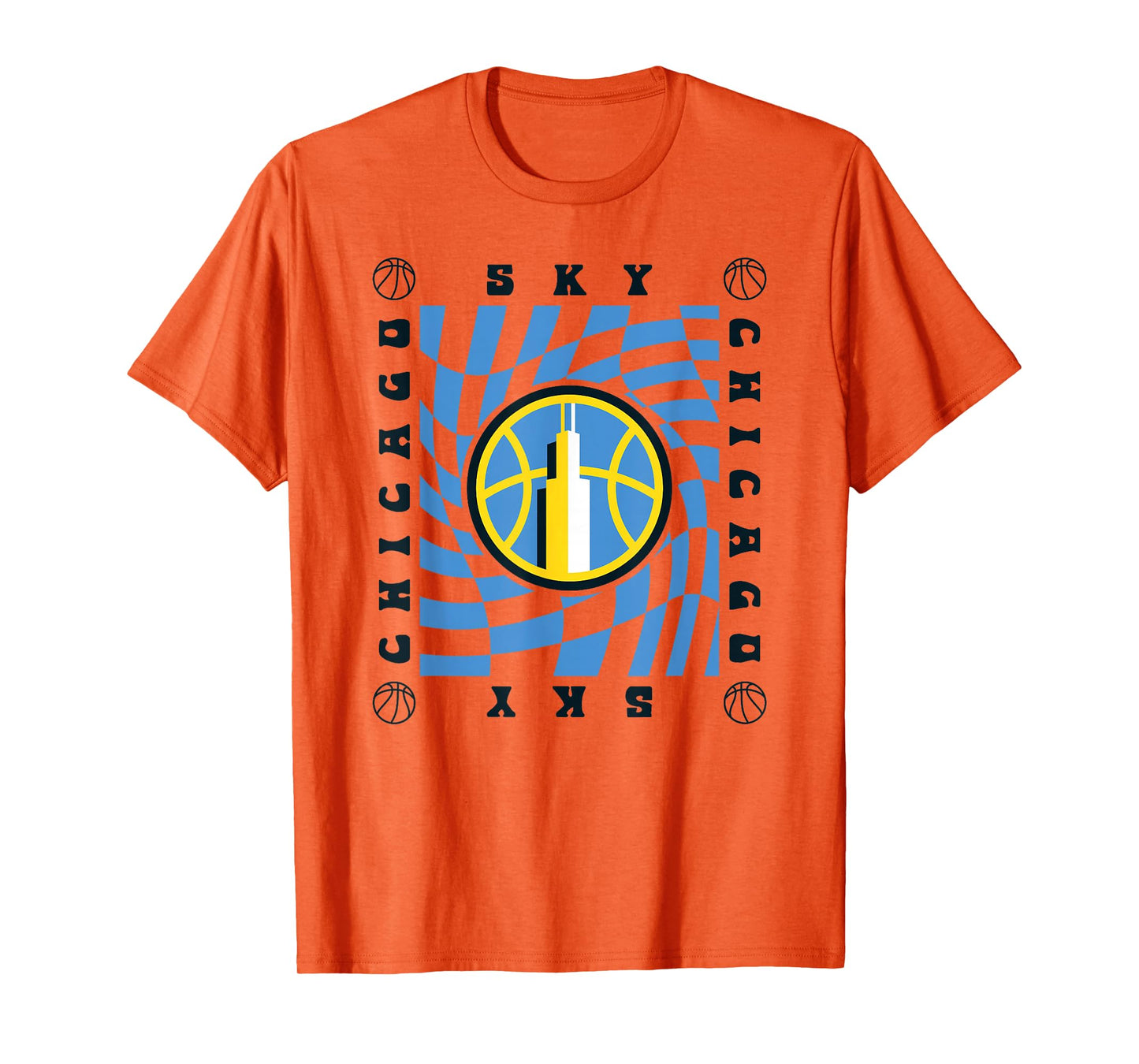 WNBA Chicago Sky Retro Wavy Checkerboard T-Shirt