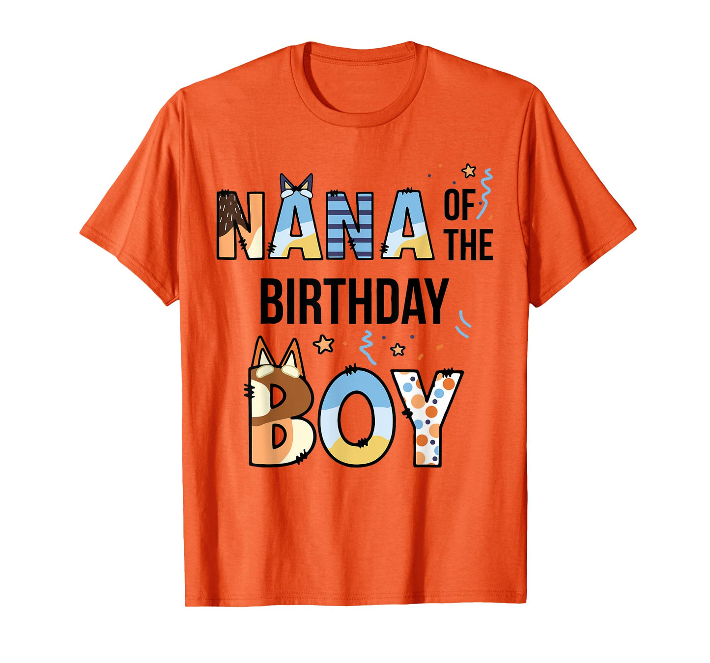 Nana Of The Birthday Boy Party Blue Dog Lover Matching T-Shirt
