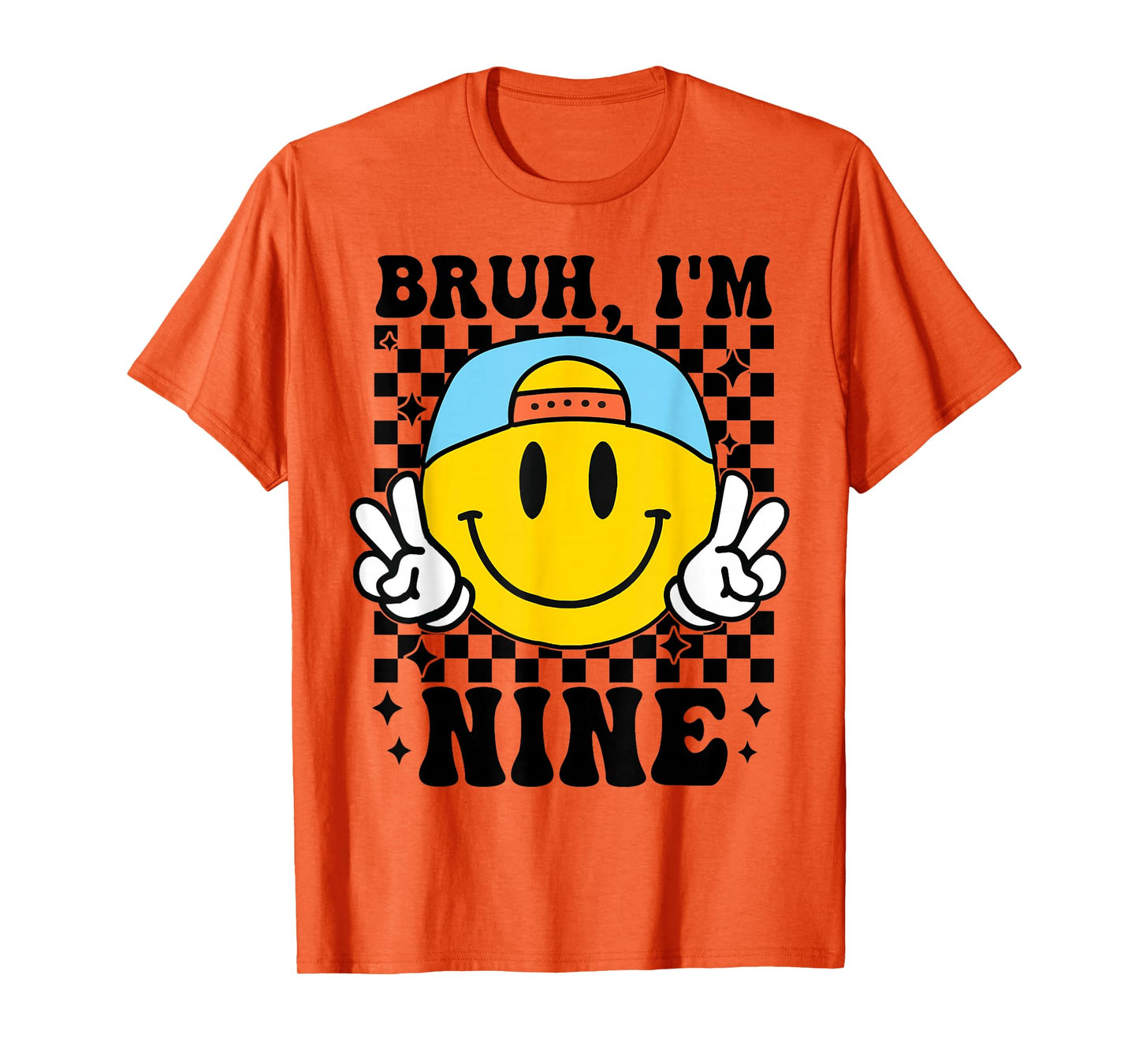 Bruh I'm Nine 9 9th Birthday Groovy Boys Girls 9 Years Old T-Shirt