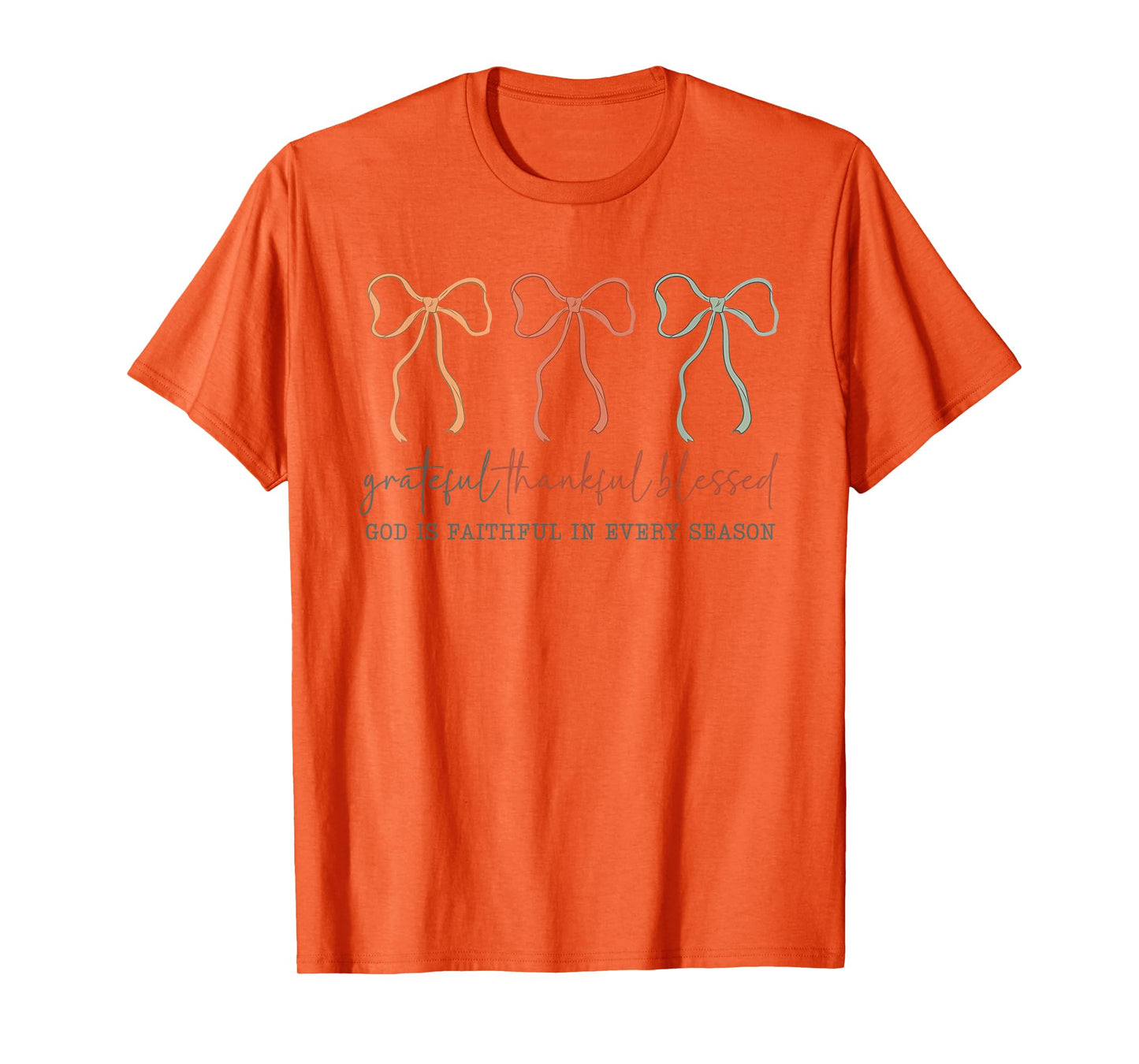 Grateful Thankful Blessed God's Faithful Christian Faith Bow T-Shirt