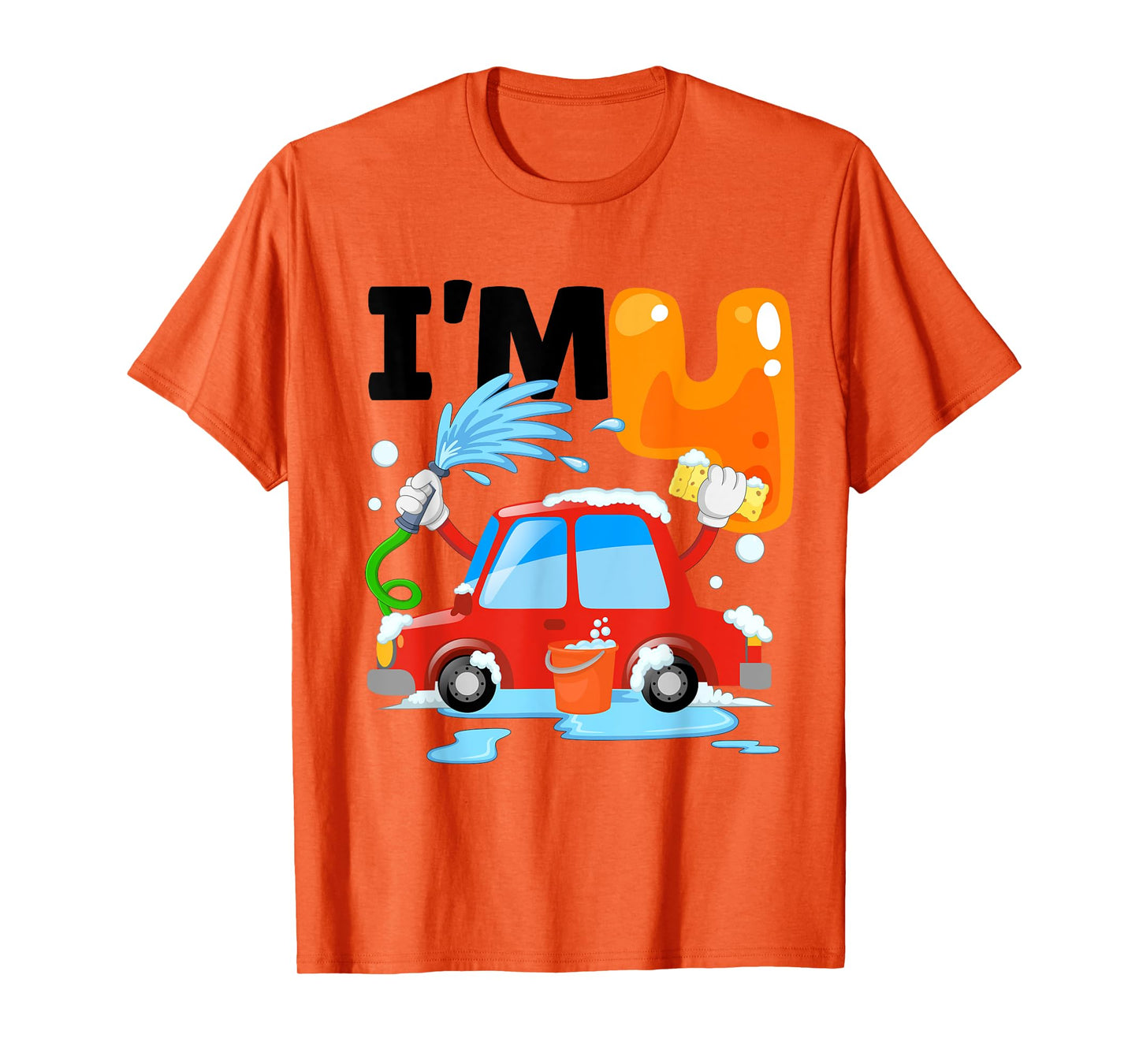 Car Wash 4 Four Year Old Kids 4th Birthday Party Theme T-Shirt