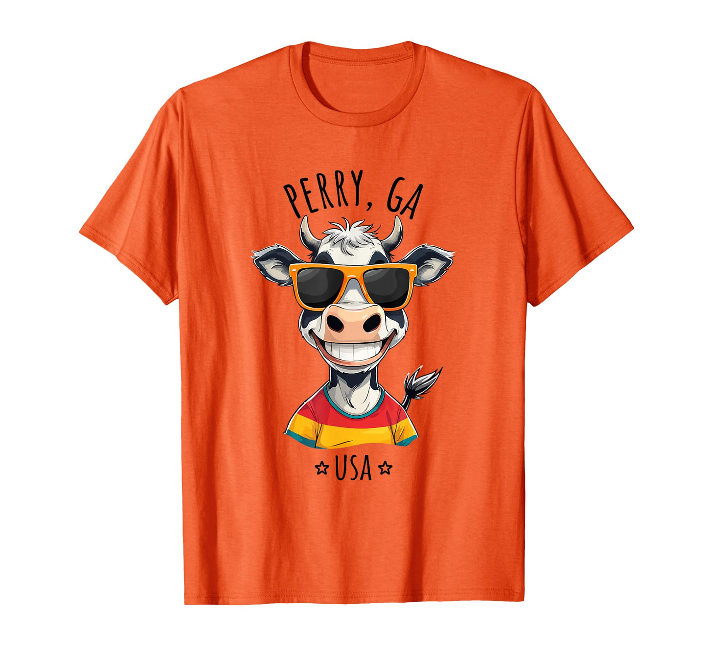 Perry GA USA Funny Cow Cartoon Design T-Shirt