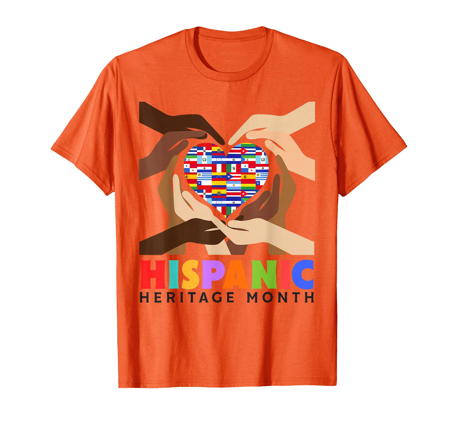 Hispanic Heritage Month All Countries Heart Hands T-Shirt