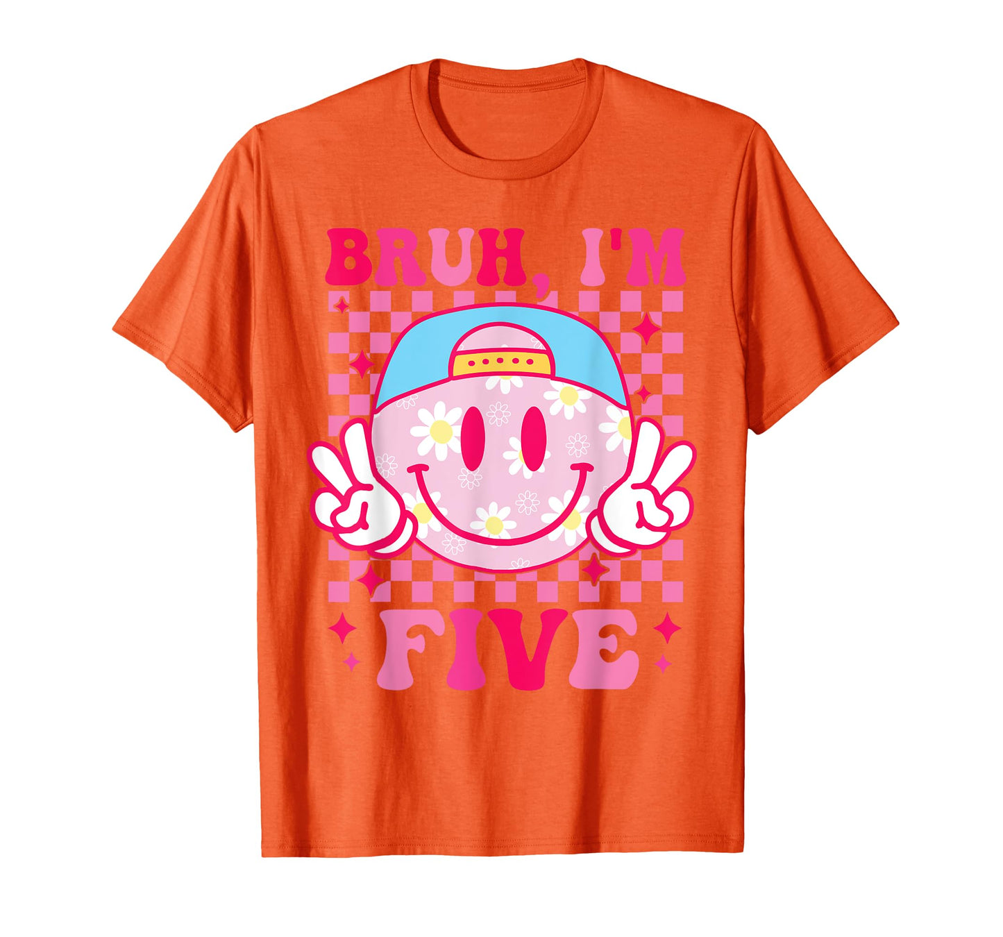 Bruh I'm Five 5 5th Birthday Groovy Girls 5 Years Old T-Shirt